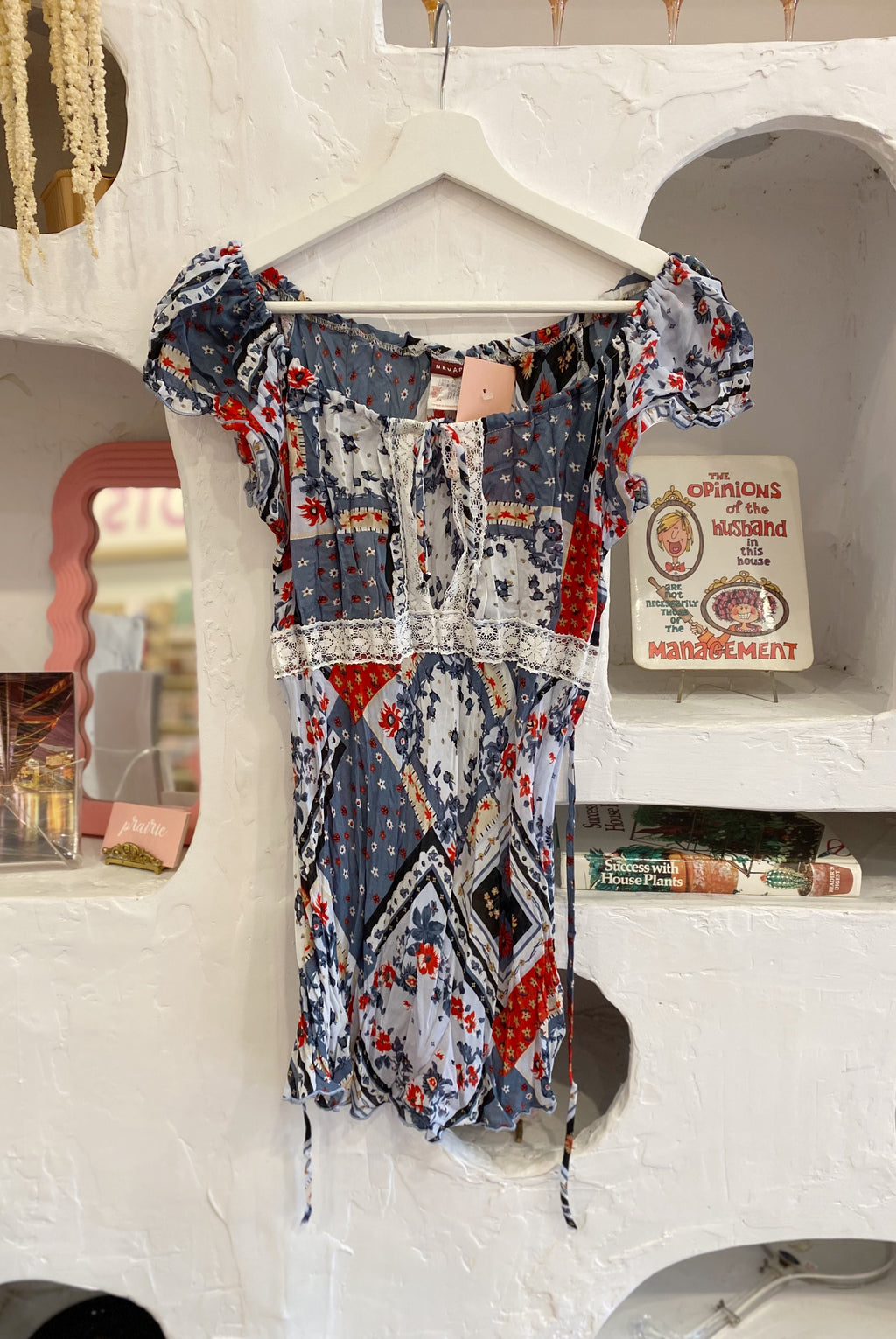 Y2K Mesh Patchwork Milkmaid Top
