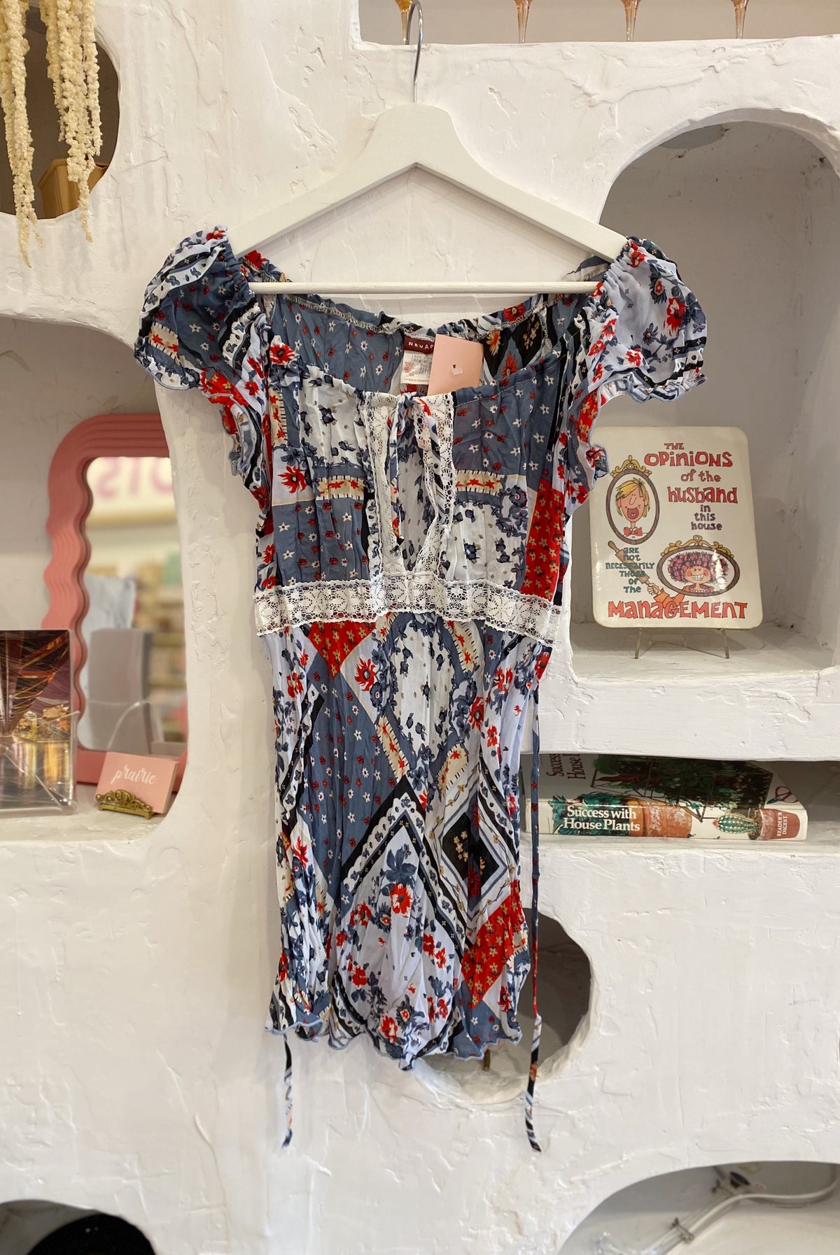 Y2K Mesh Patchwork Milkmaid Top