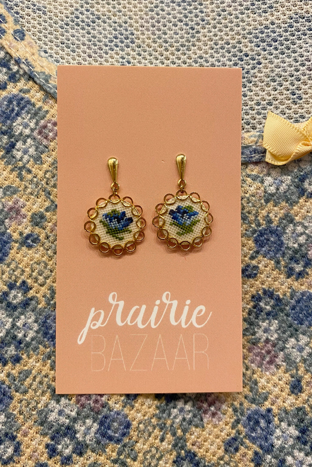 Petit Point Drop Stud Earrings