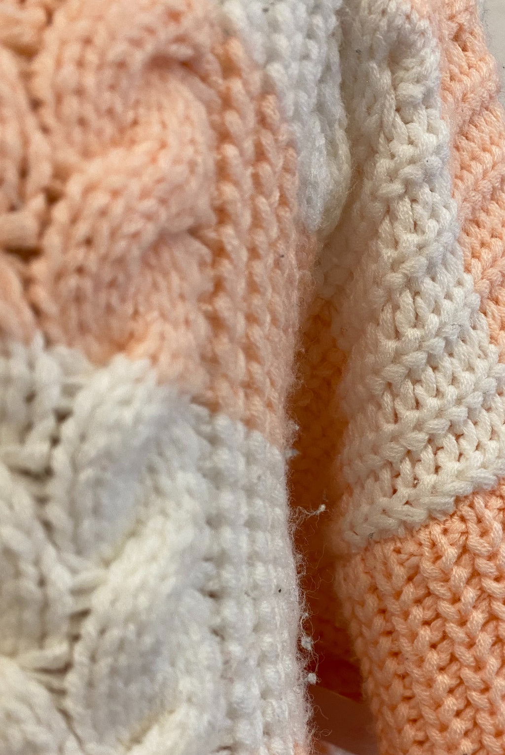 Chunky Peach & White Striped Sweater