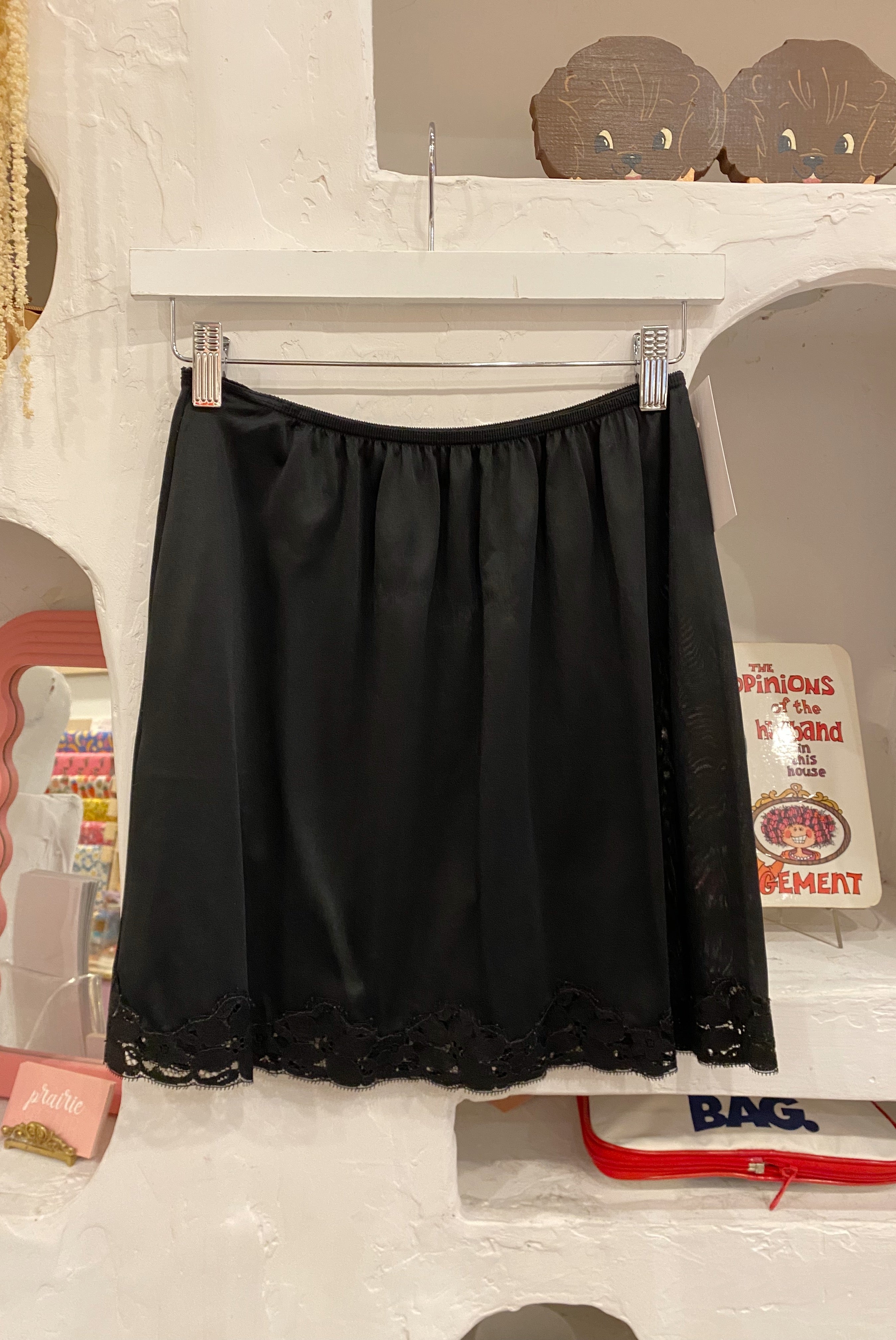 Vintage Black Nylon Half-Slip Skirt