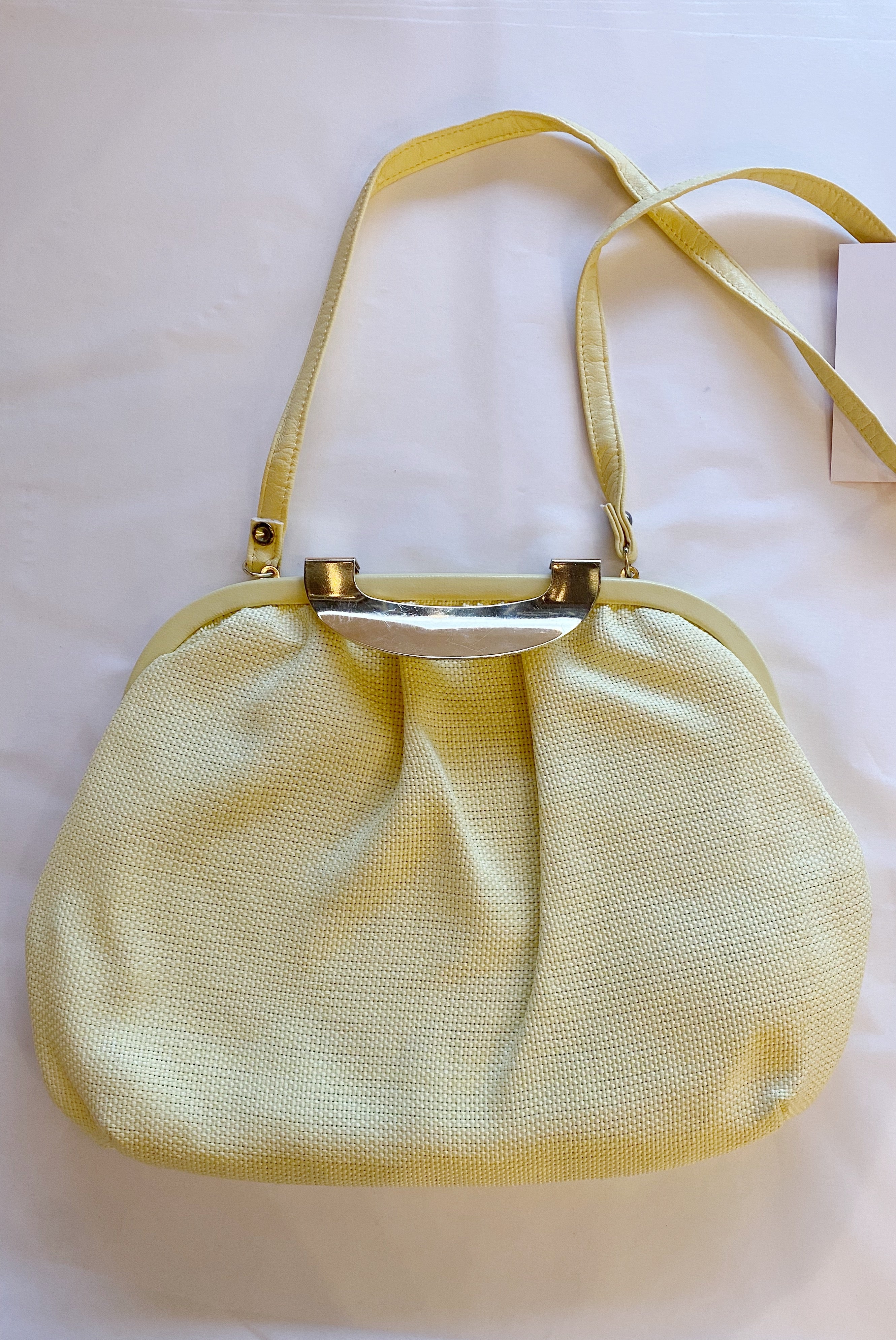 Retro Butter Yellow Shoulder Purse