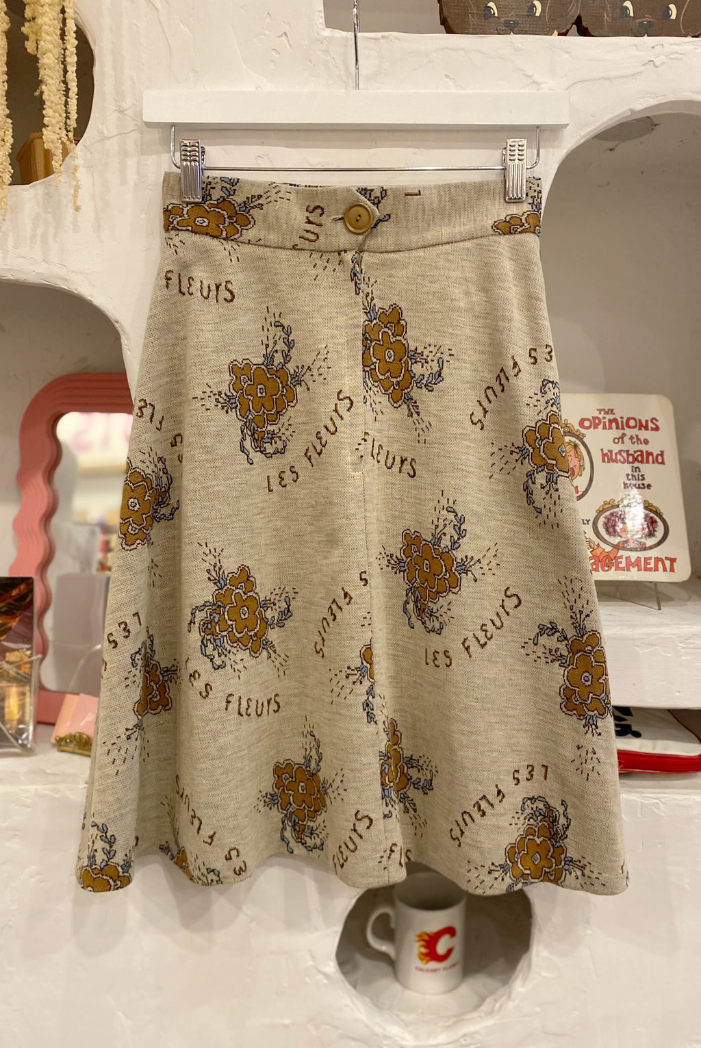 Oatmeal Floral A-Line Skirt
