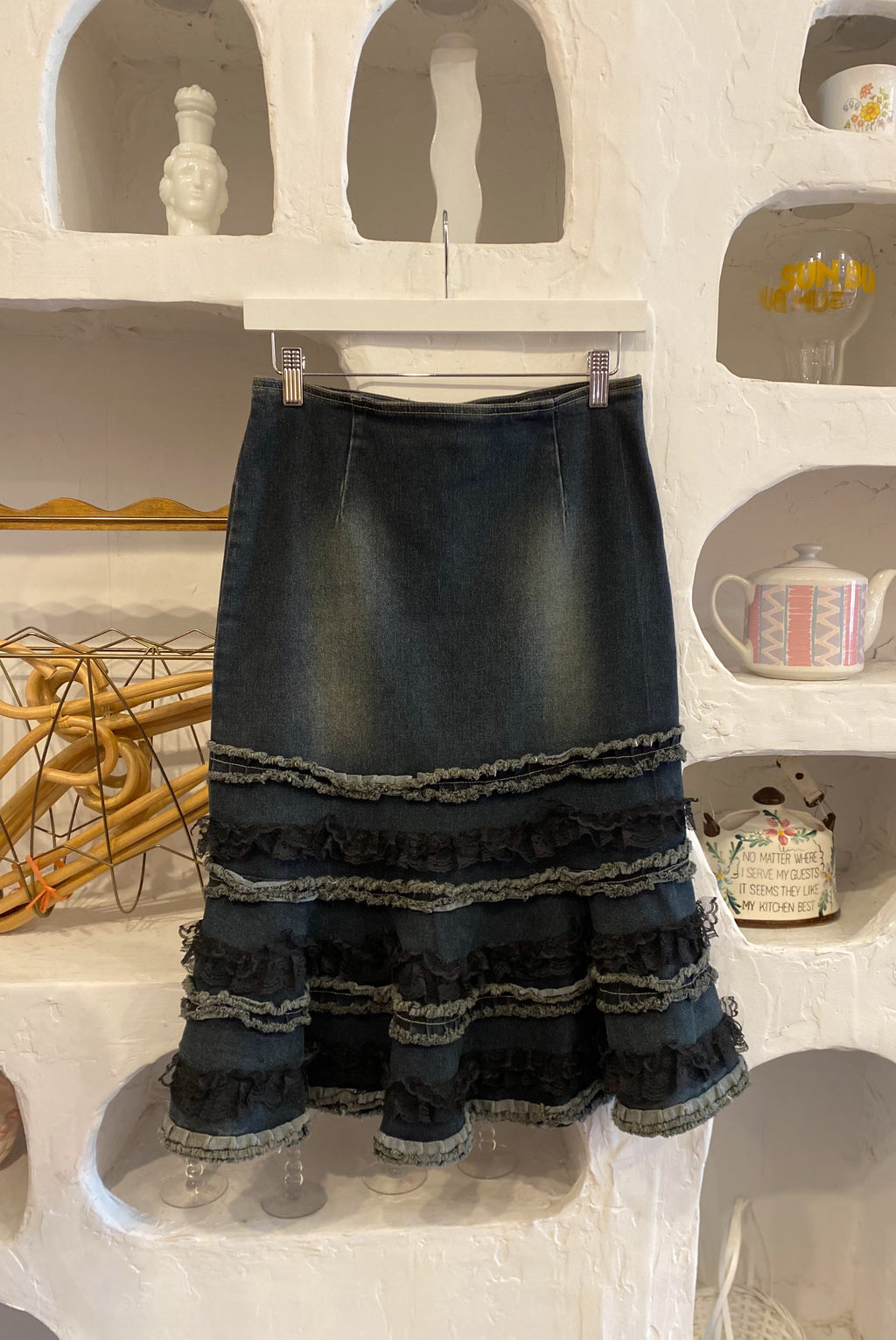 Ruffle Jean Skirt