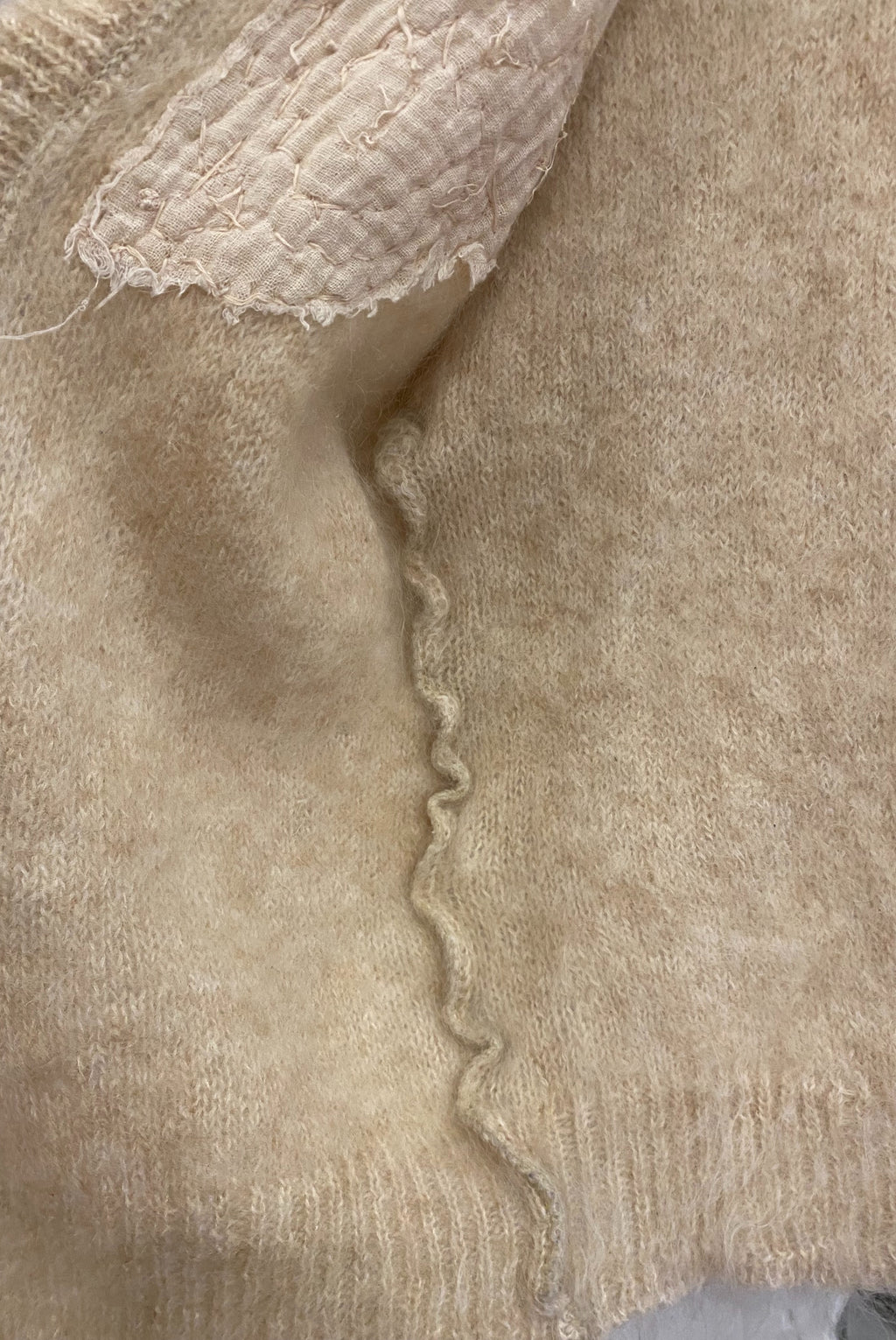 Cream Beaded Mohair Cardigan