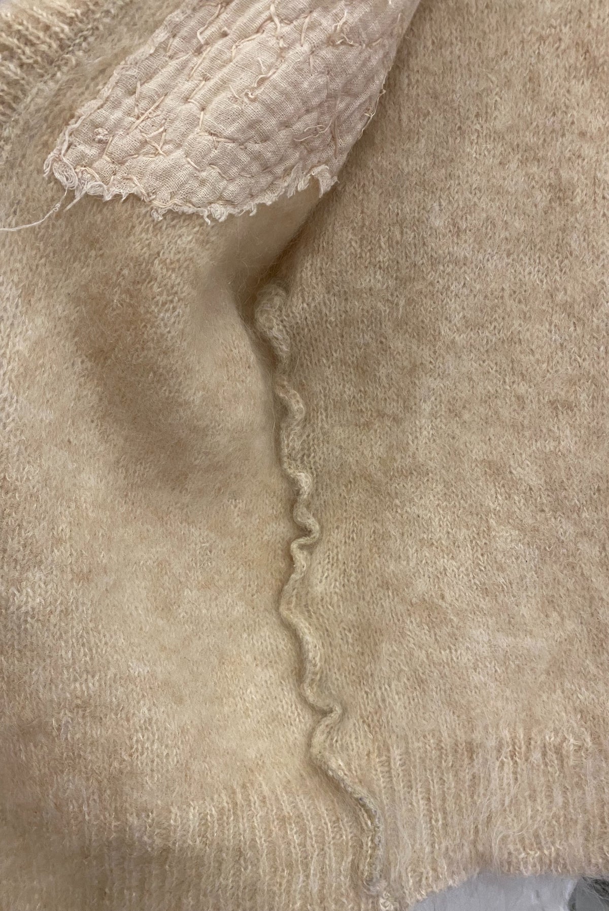 Cream Beaded Mohair Cardigan