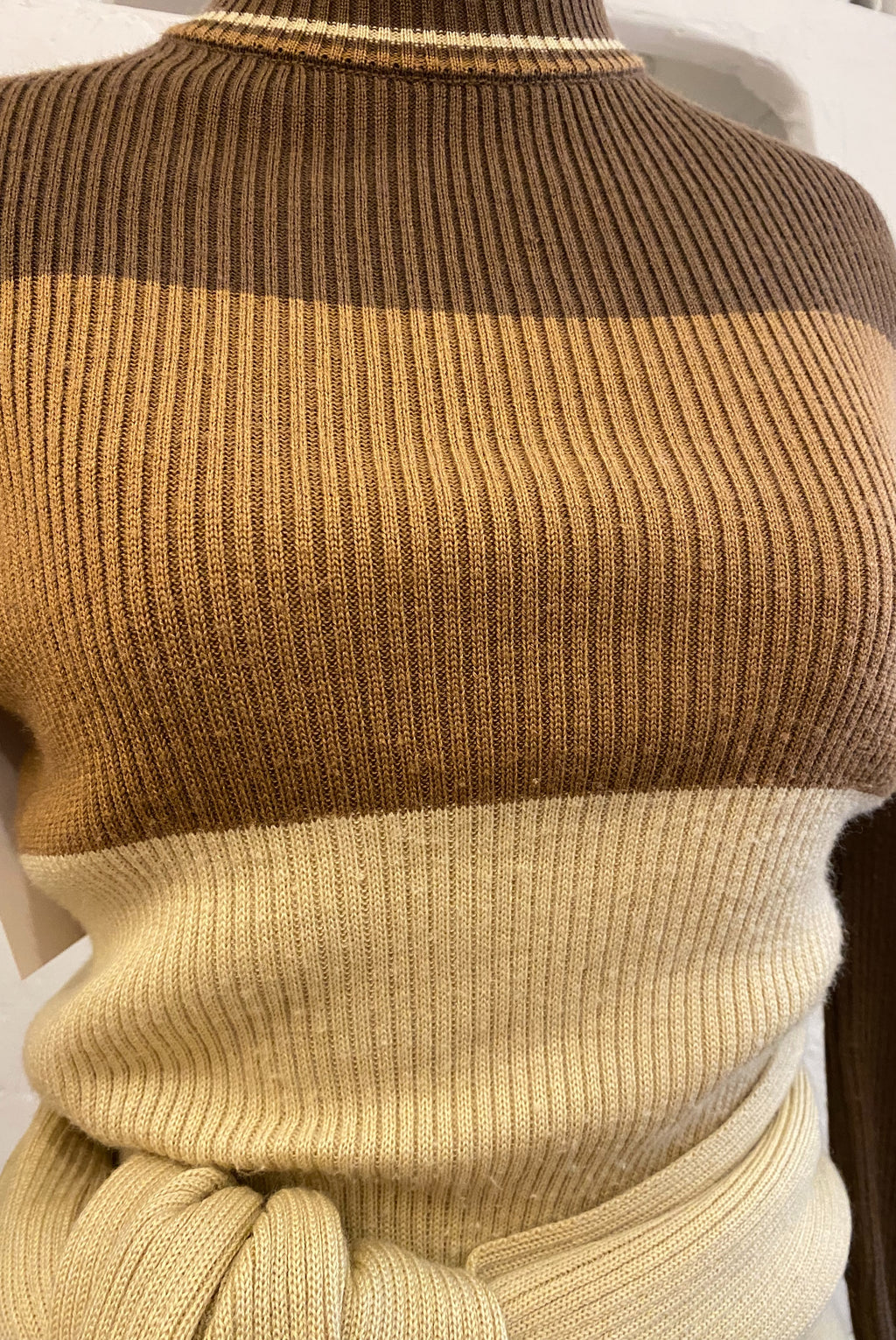 Striped Ribbed Knit Sweater Dress