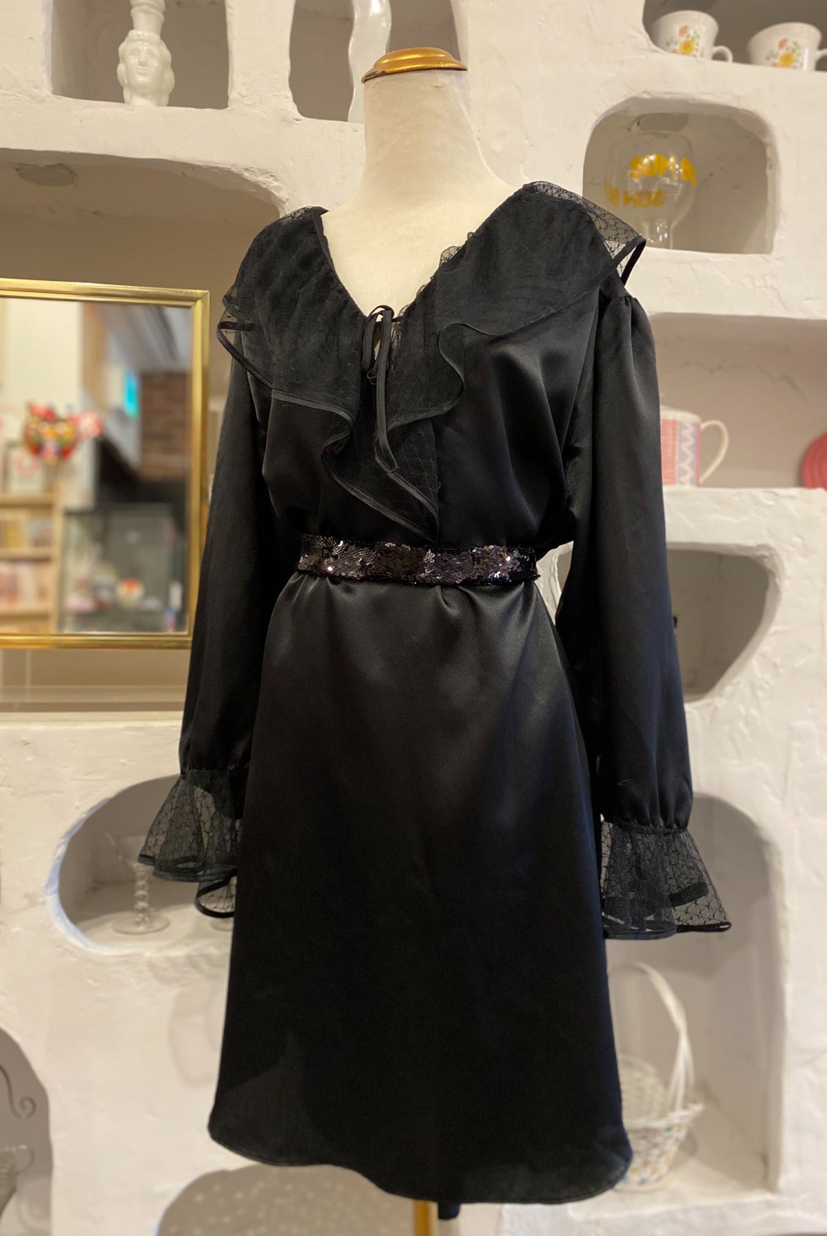 Satin Nightgown with Lace Collared