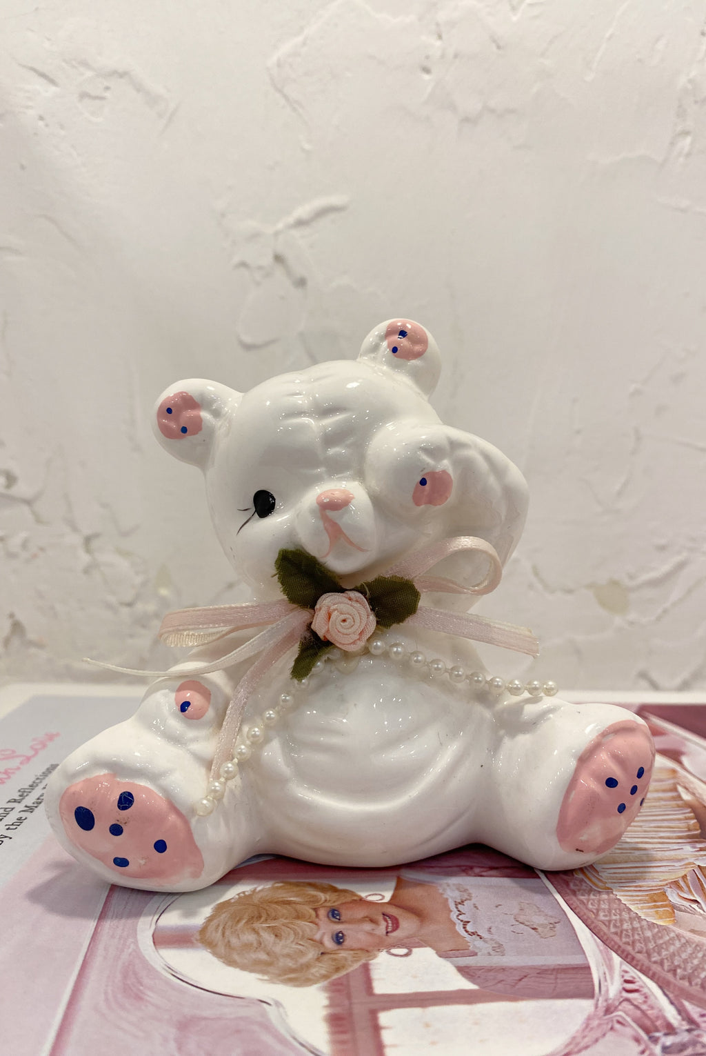 80s Ceramic Sleepy Bear Figurine