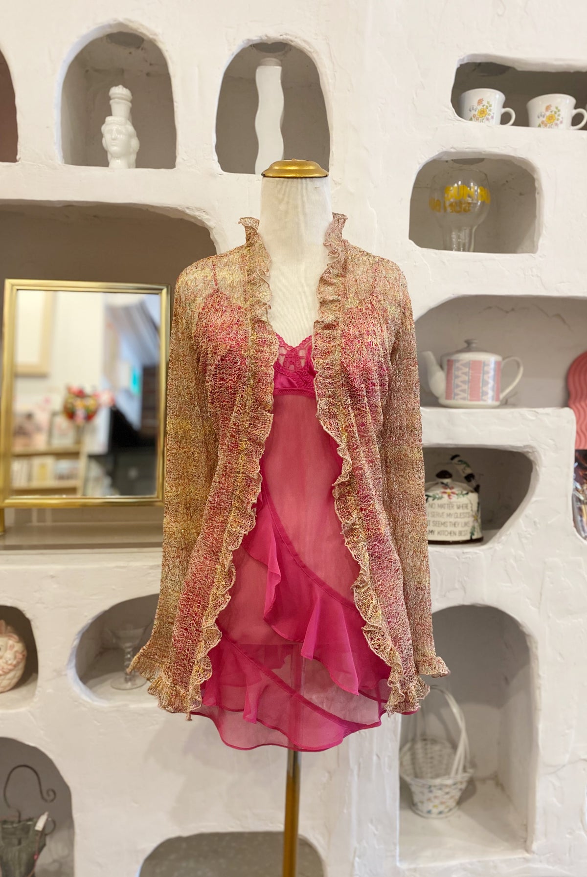Multicoloured Sheer Open Net Cardigan