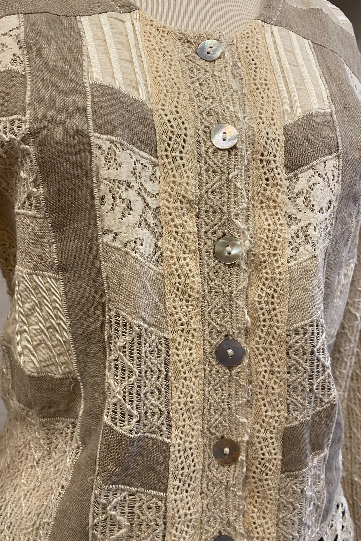Linen & Lace Pattern Button Up
