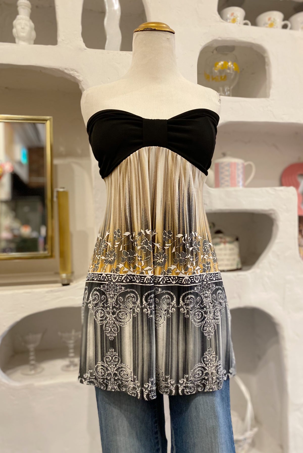 Y2K Strapless Babydoll Top
