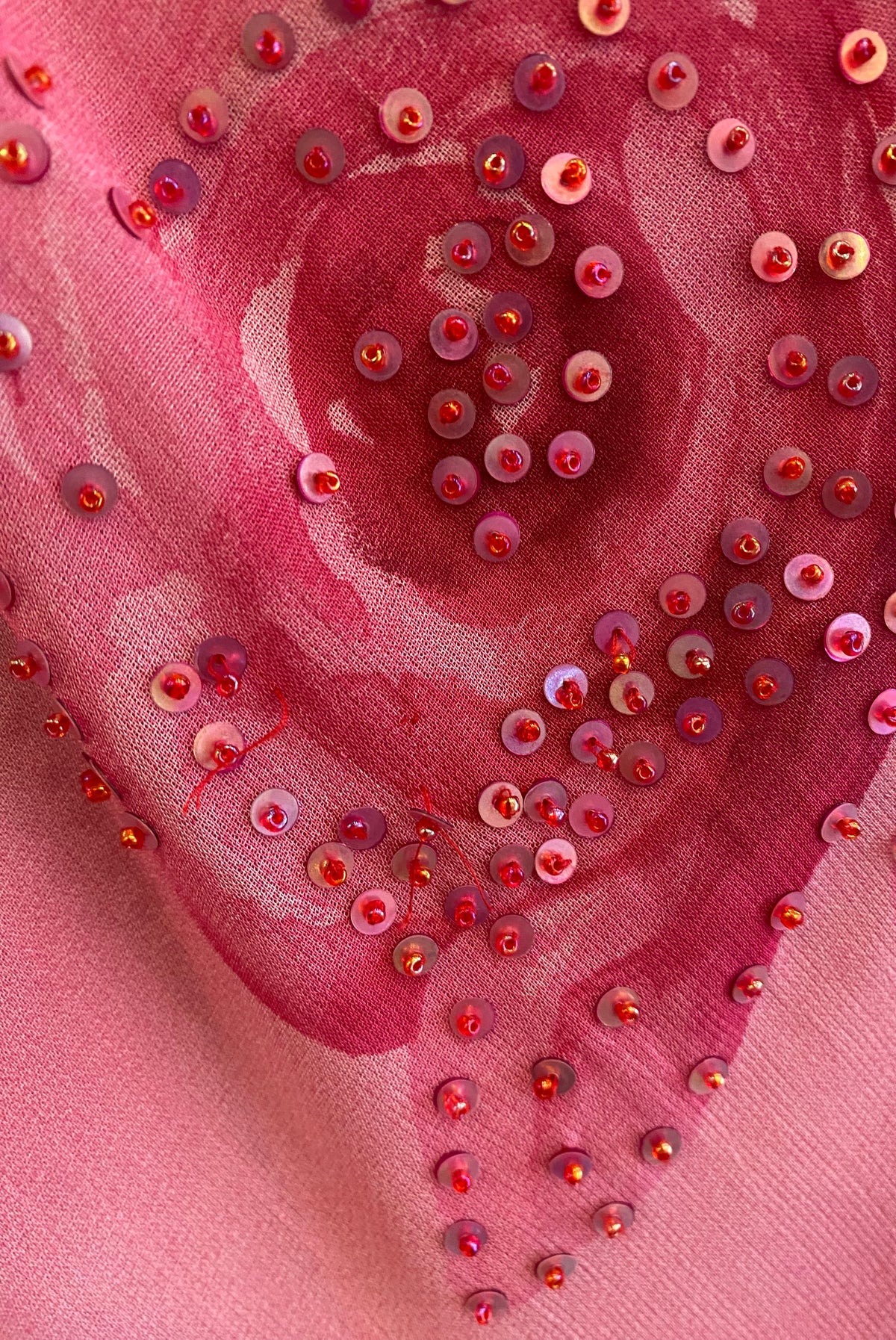 Pink Floral Asymmetrical Beaded Dress