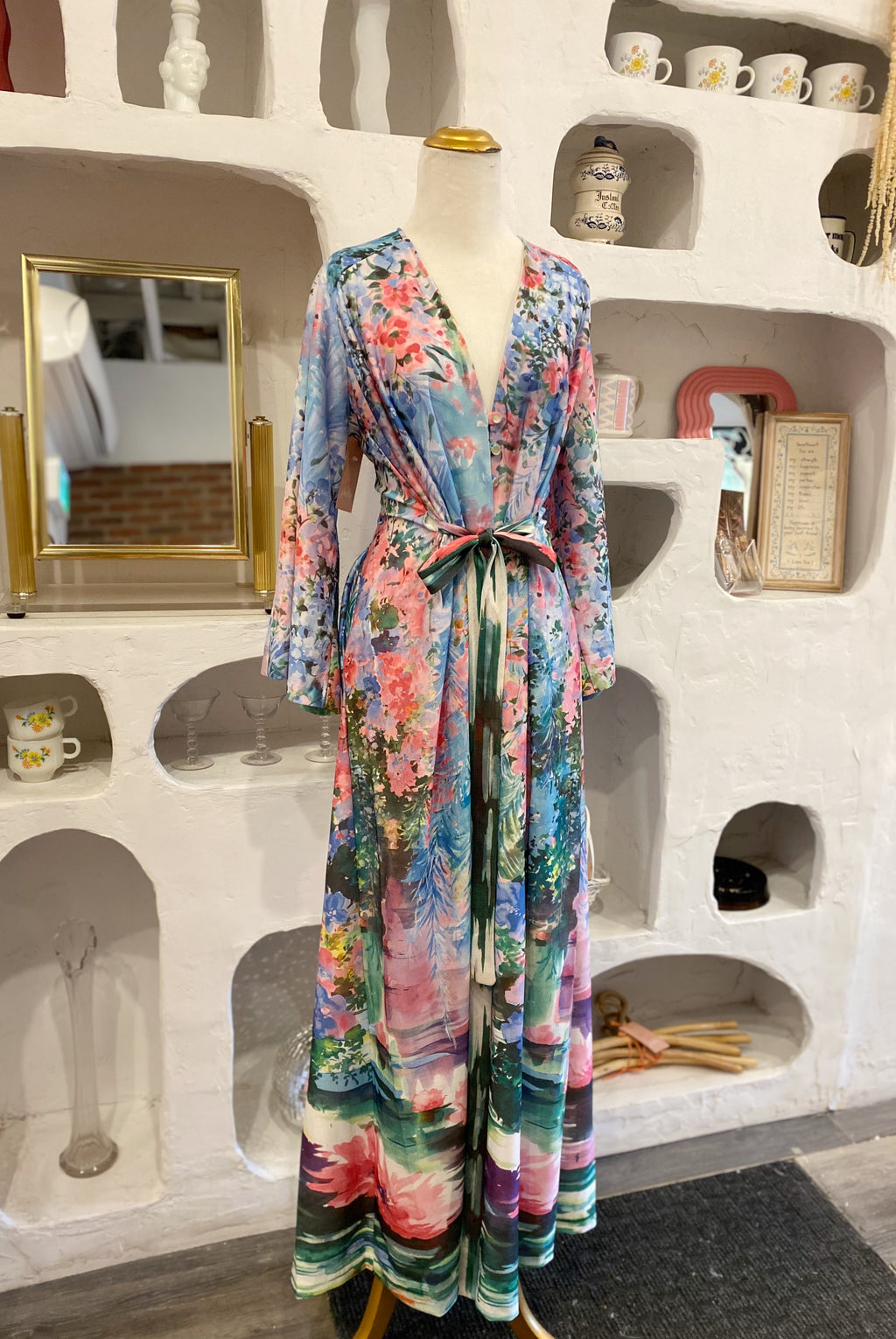 70s Floral Watercolour Hostess Dress