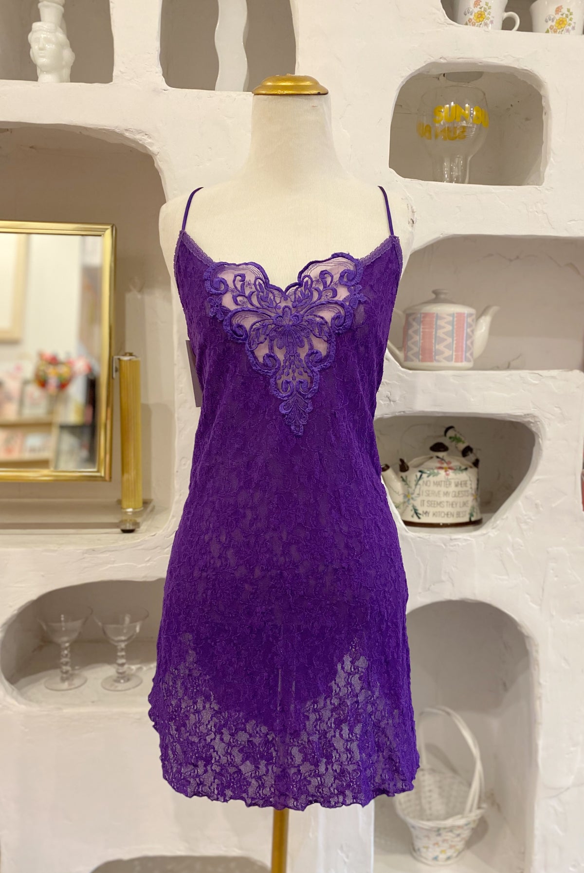 Vintage Vibrant Purple Lace Dress