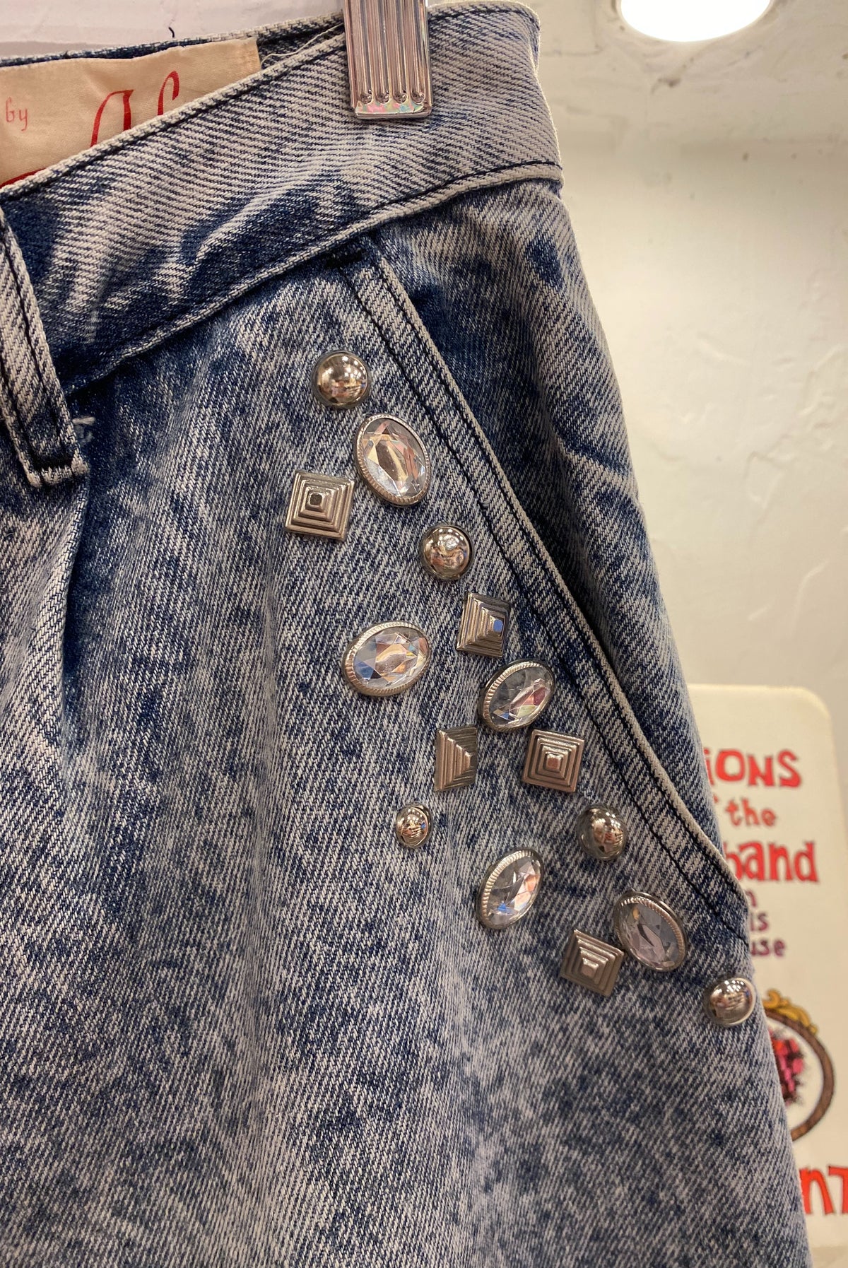 Embellished 80s Acid Wash Mom Jeans