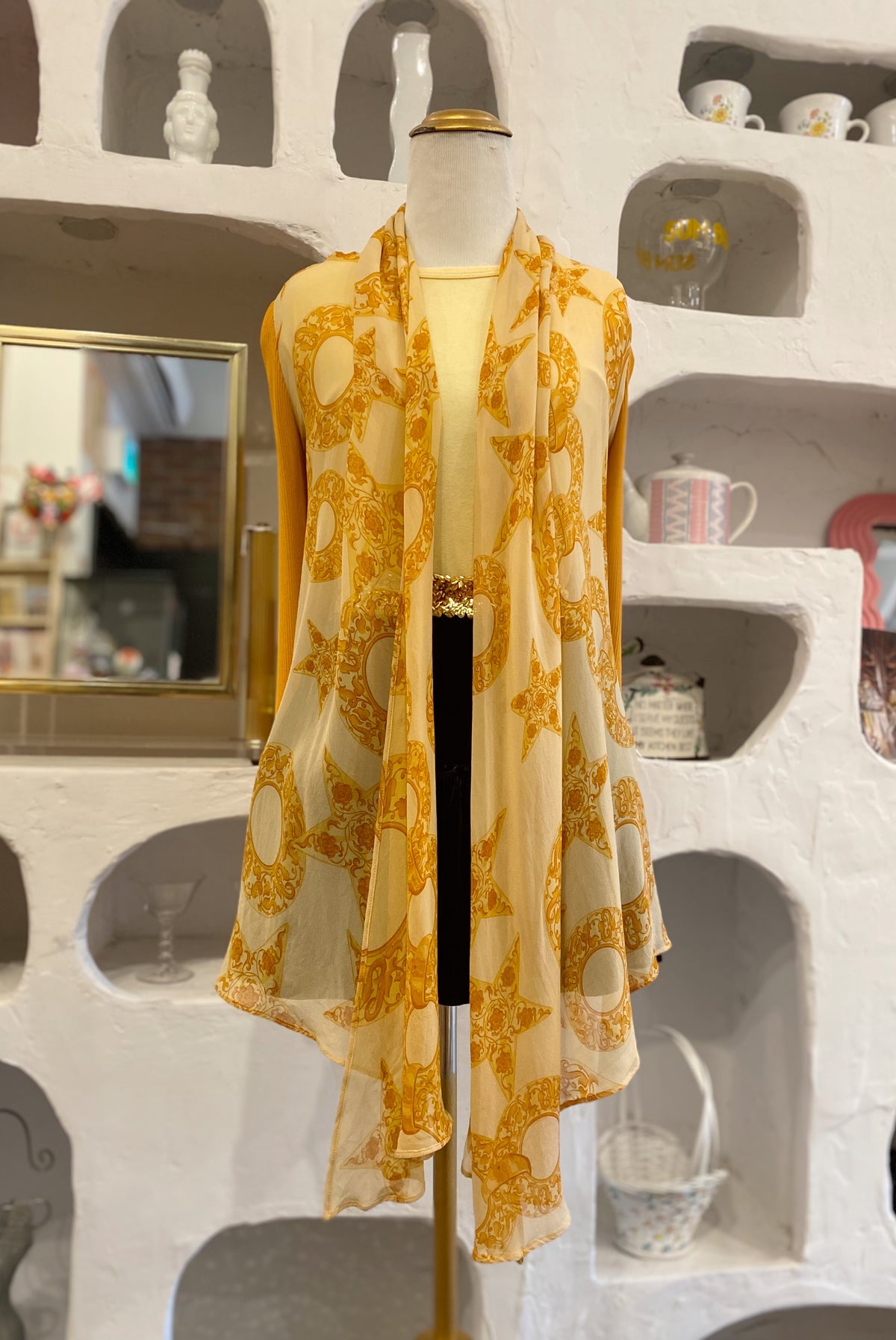 Celine Paris Mustard Mesh Cardigan