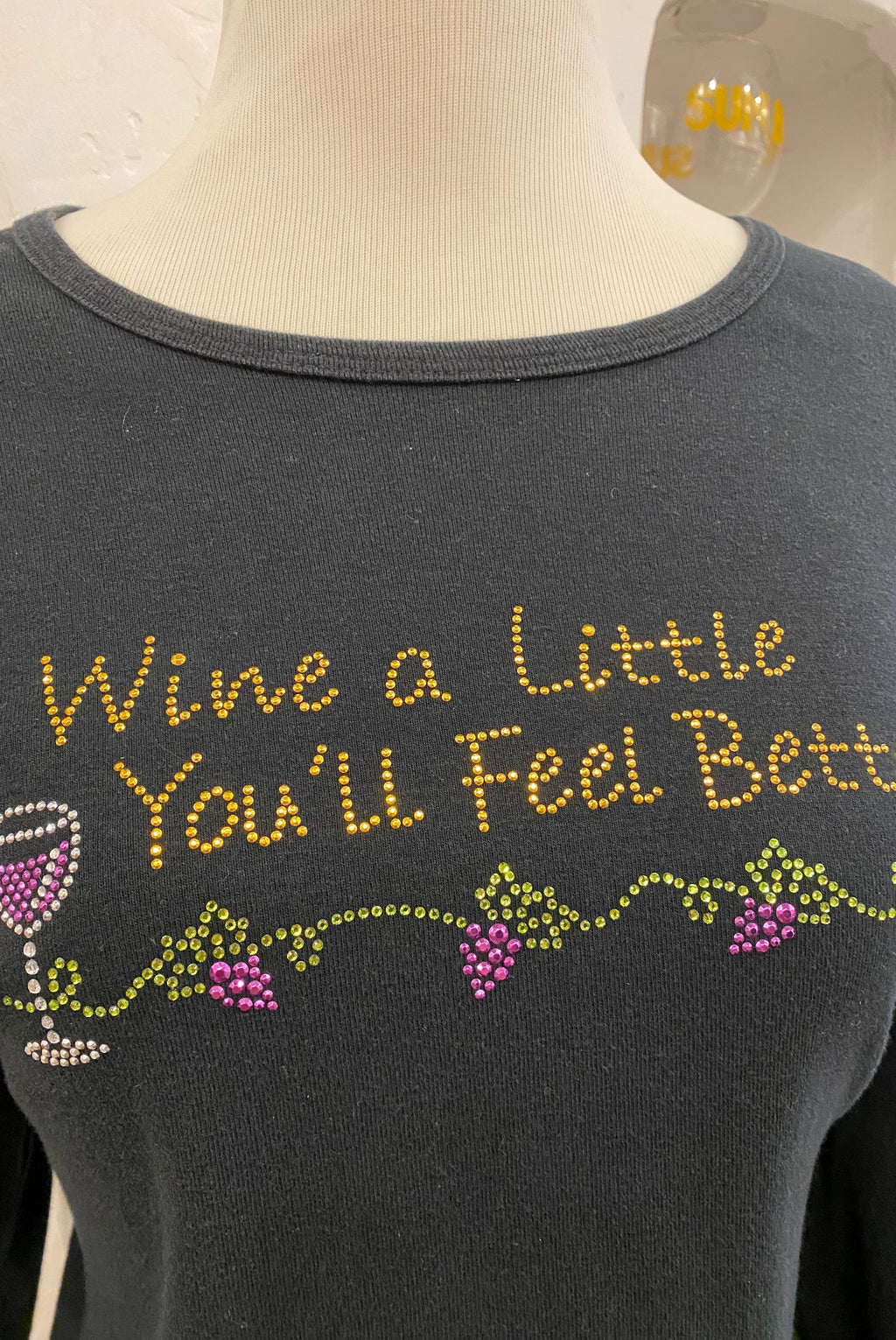 Y2K Bedazzled Wine Themed Shirt