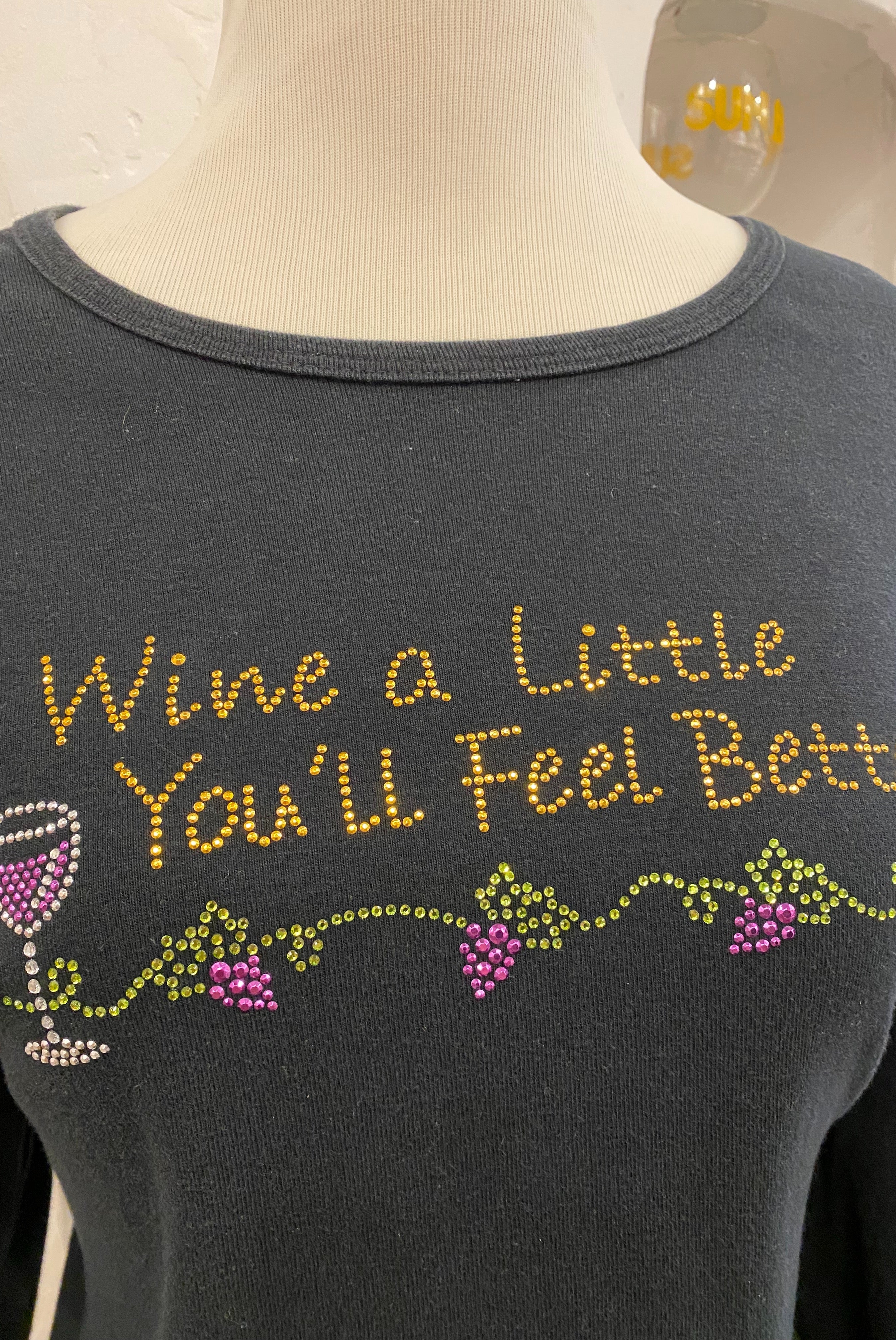 Y2K Bedazzled Wine Themed Shirt