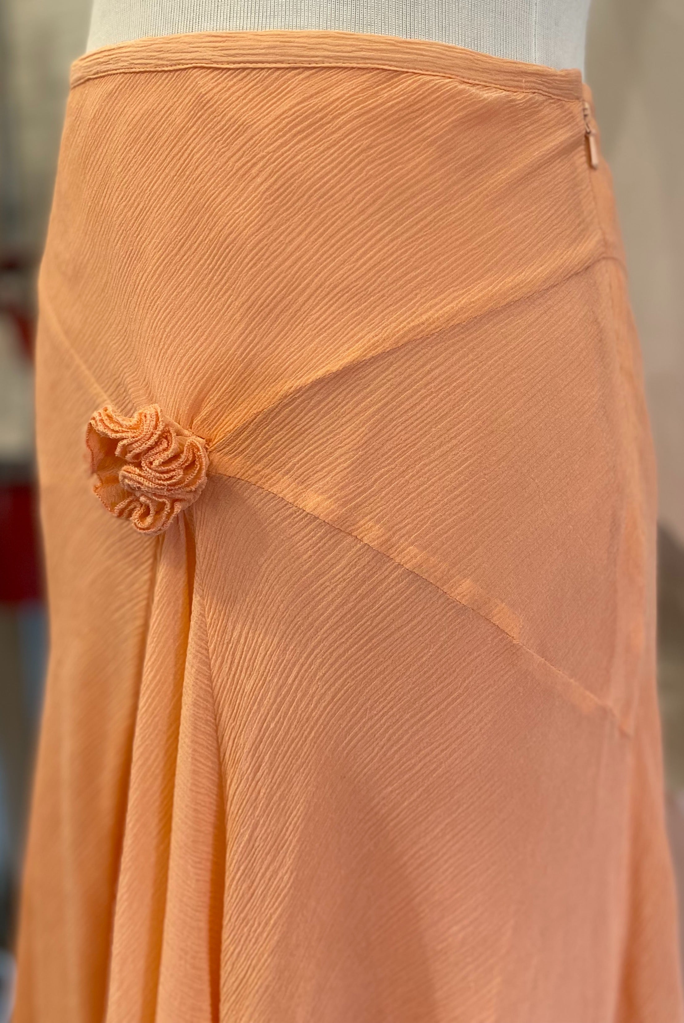 2000s Peach Silk Chiffon Skirt