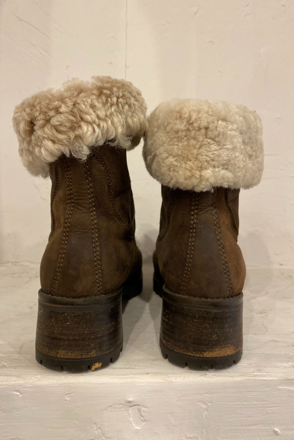 Suede Boots with Faux Fur Cuffs