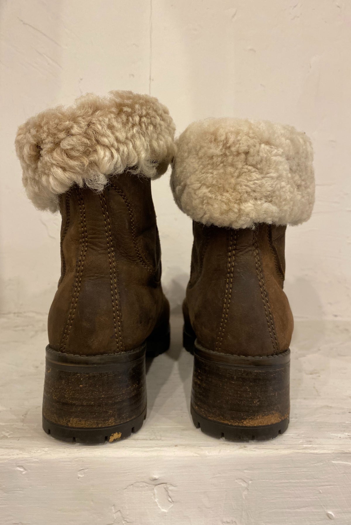 Suede Boots with Faux Fur Cuffs