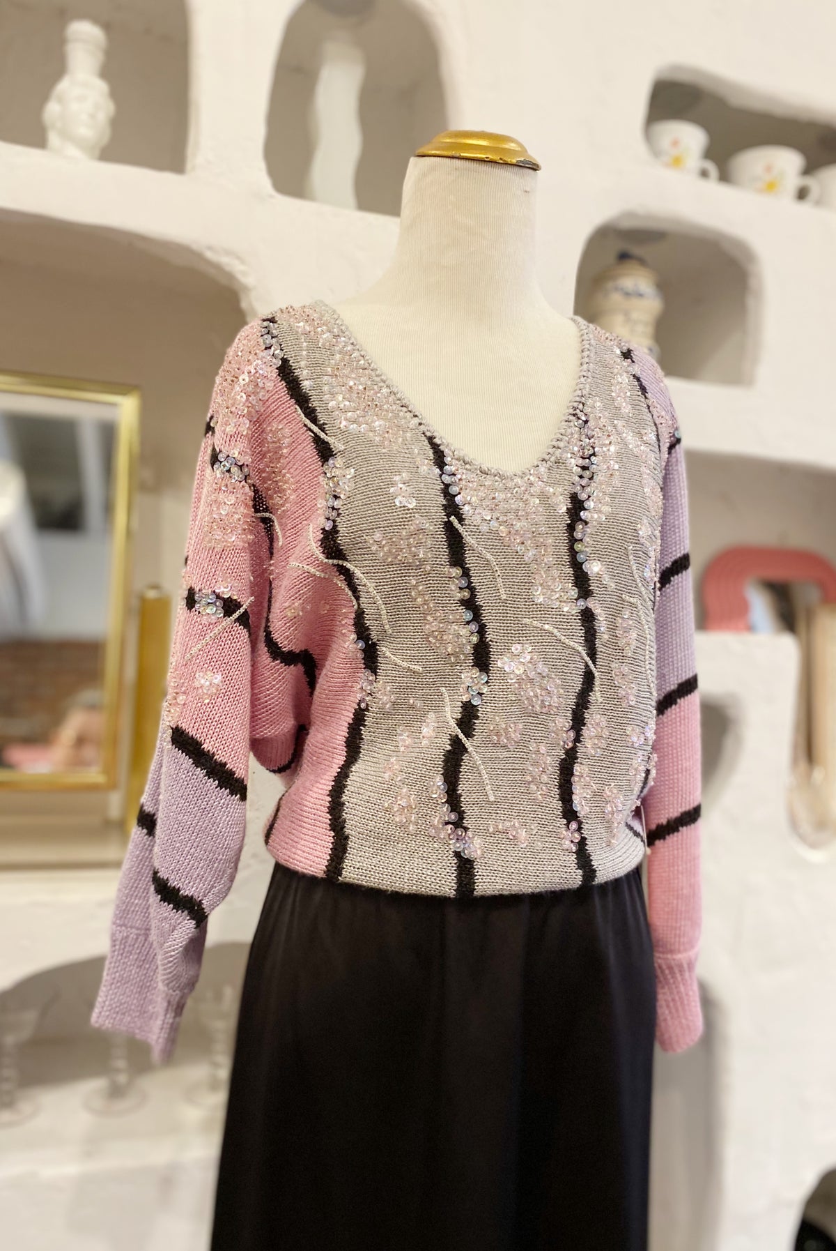 80s Striped & Sequinned Sweater