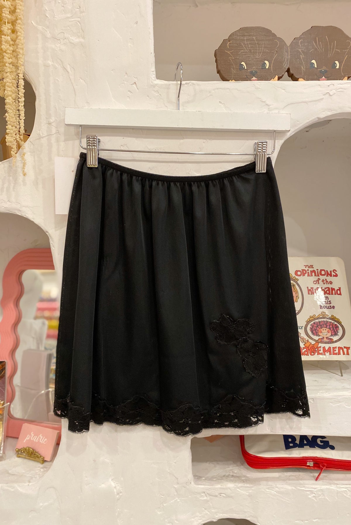Vintage Black Nylon Half-Slip Skirt
