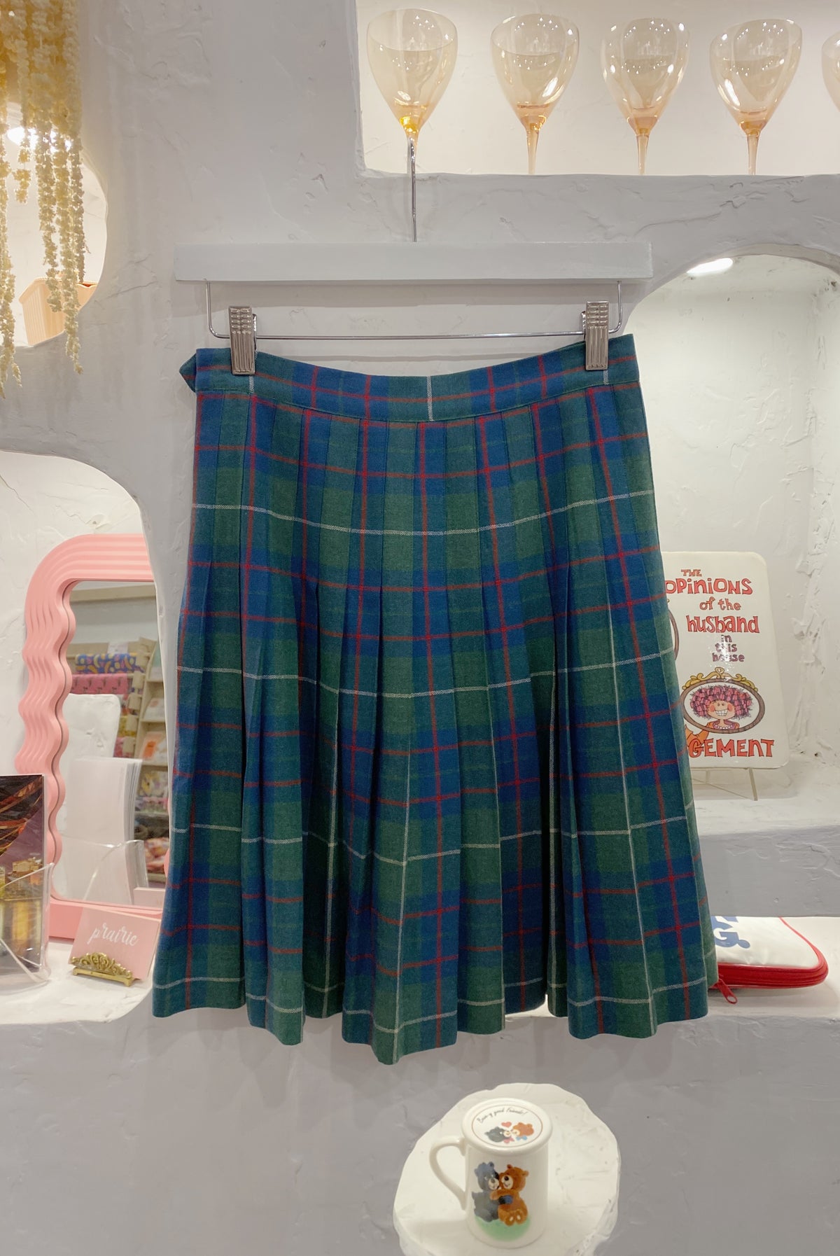 Vintage Tartan Pleated Wool Skirt
