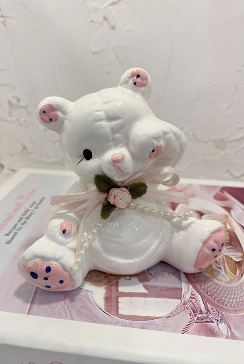 80s Ceramic Sleepy Bear Figurine