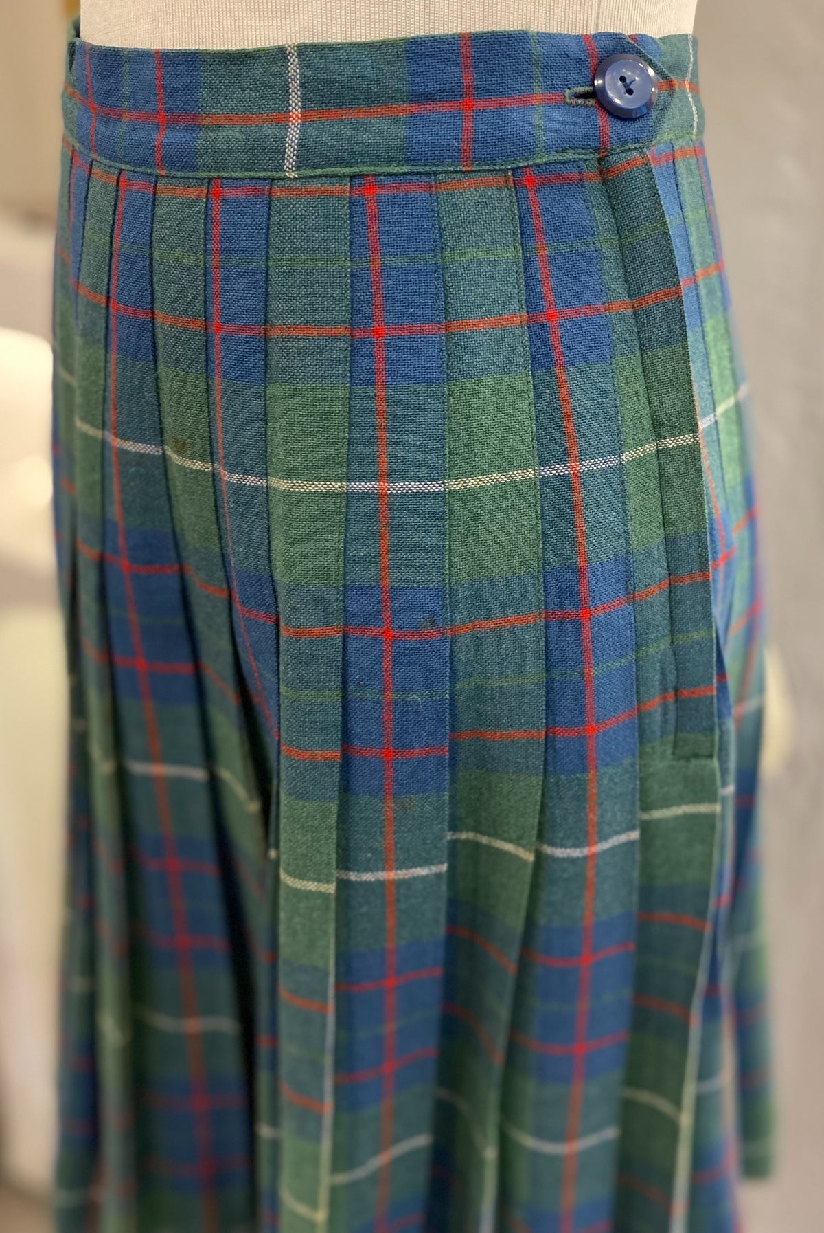 Vintage Tartan Pleated Wool Skirt