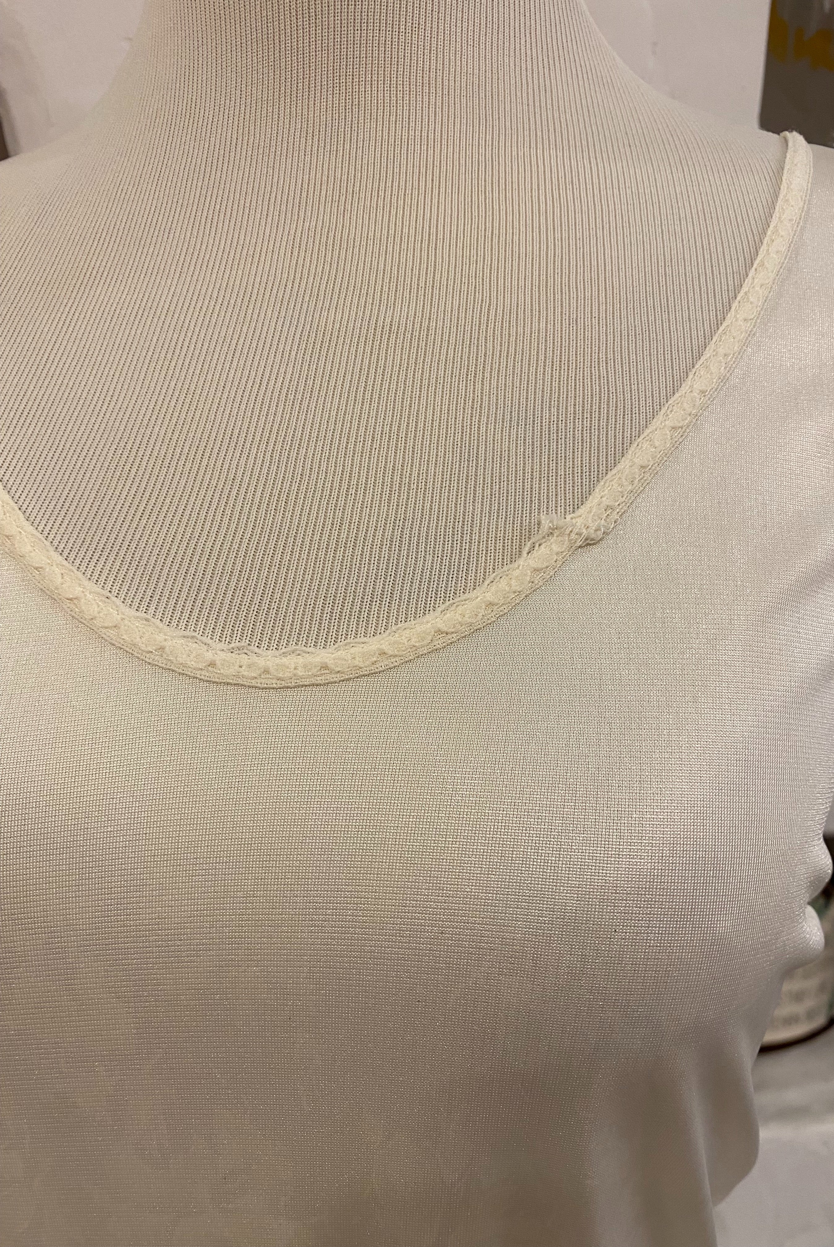 Ivory Slip Dress with Lace Inset