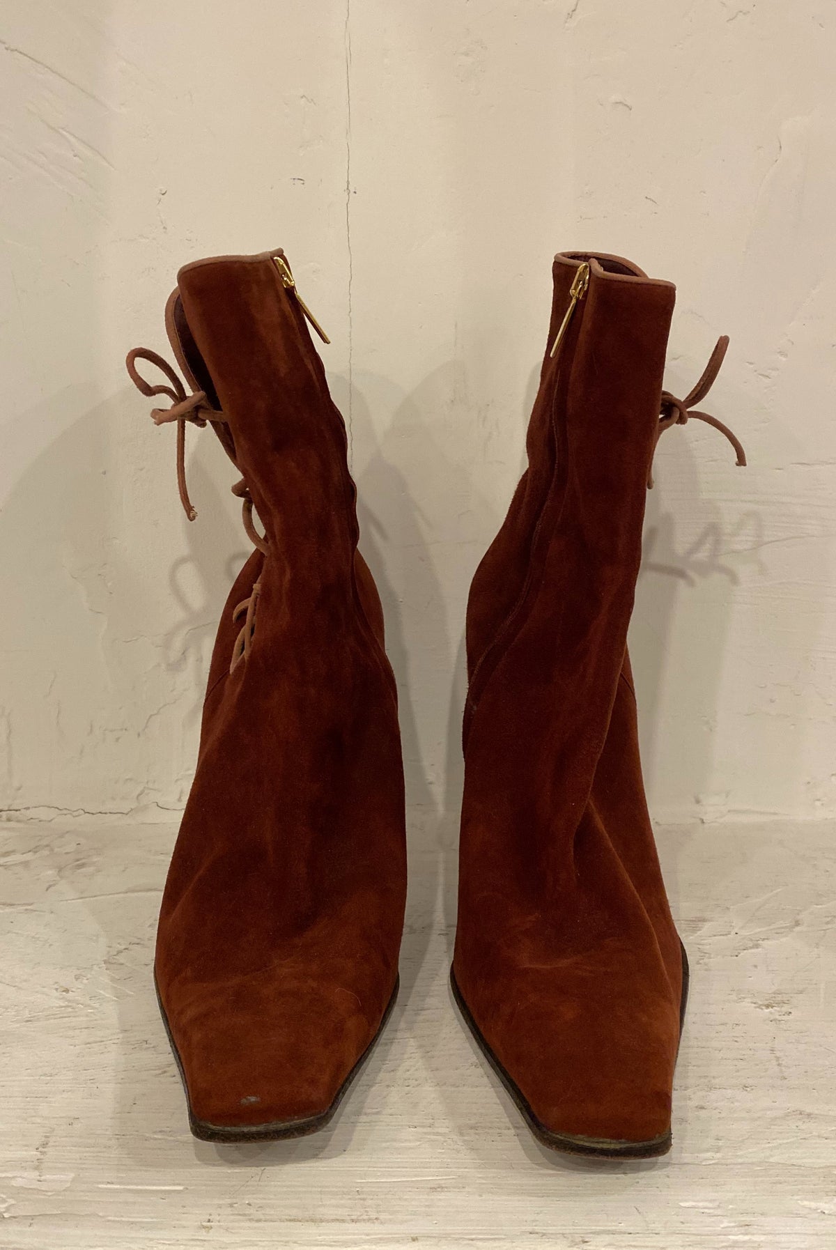 Vintage Lace Up Stiletto Boots