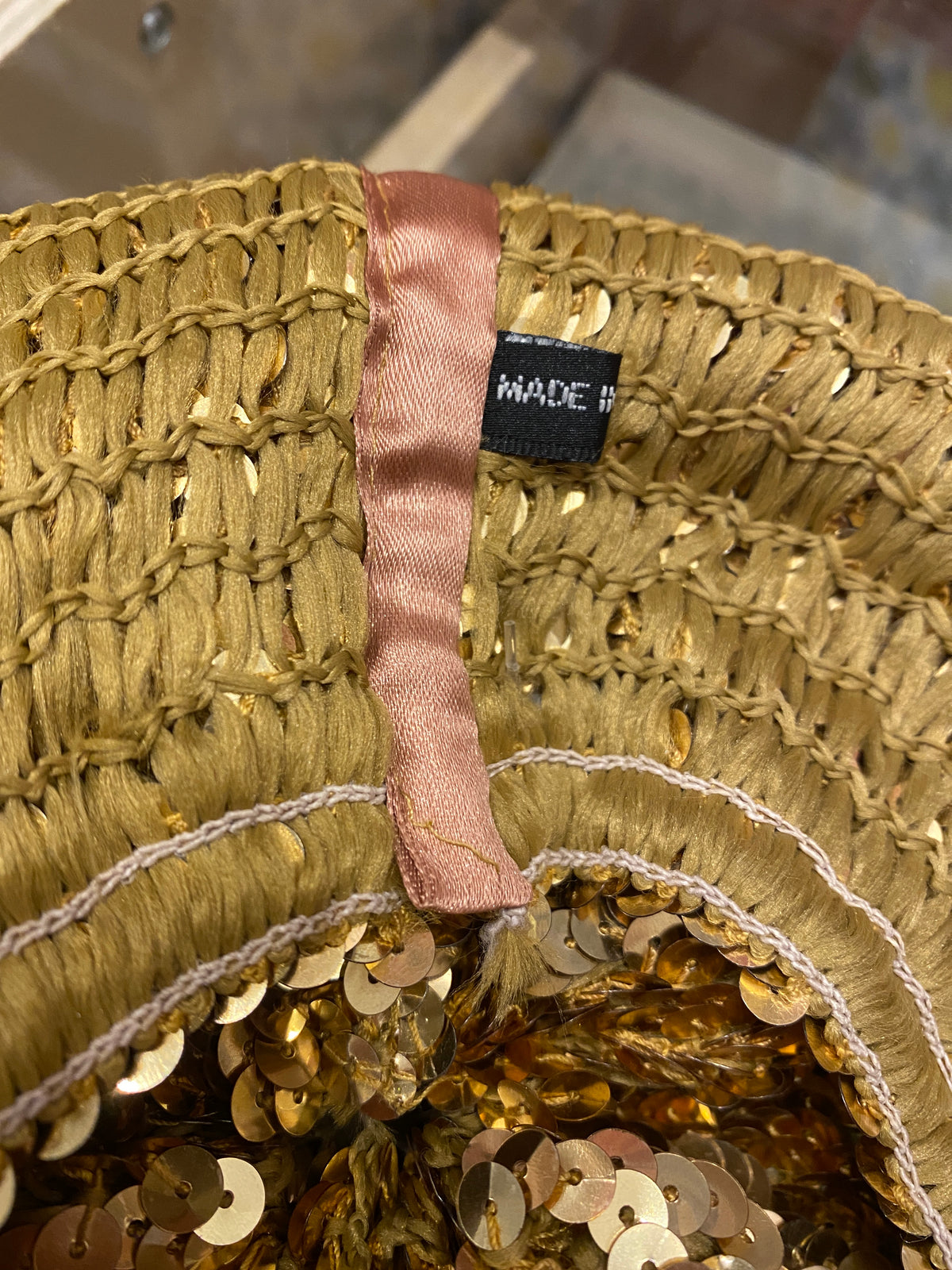 Stretchy Gold Sequin Beret Hat