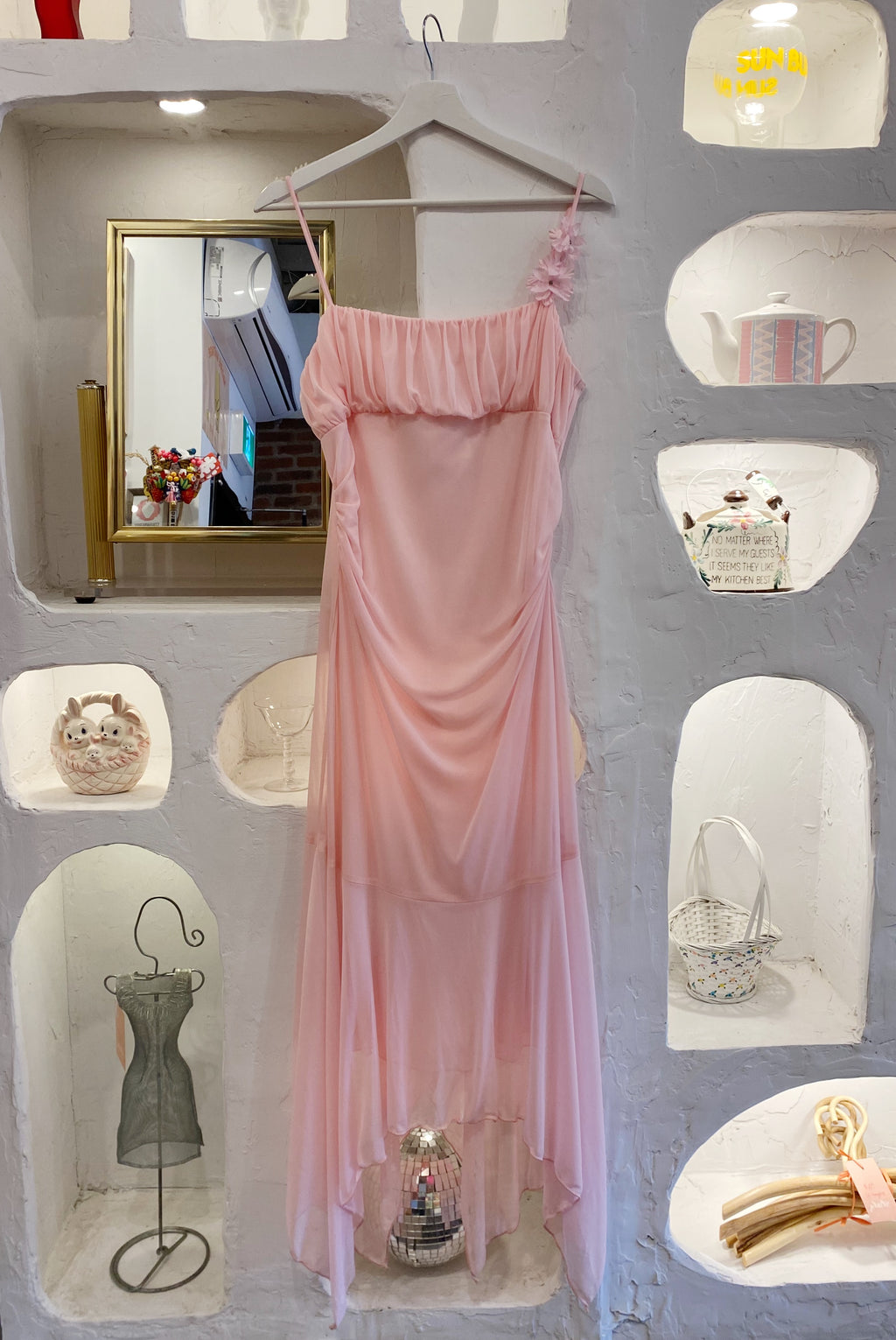 Y2K Mesh Dress with Floaty Hem