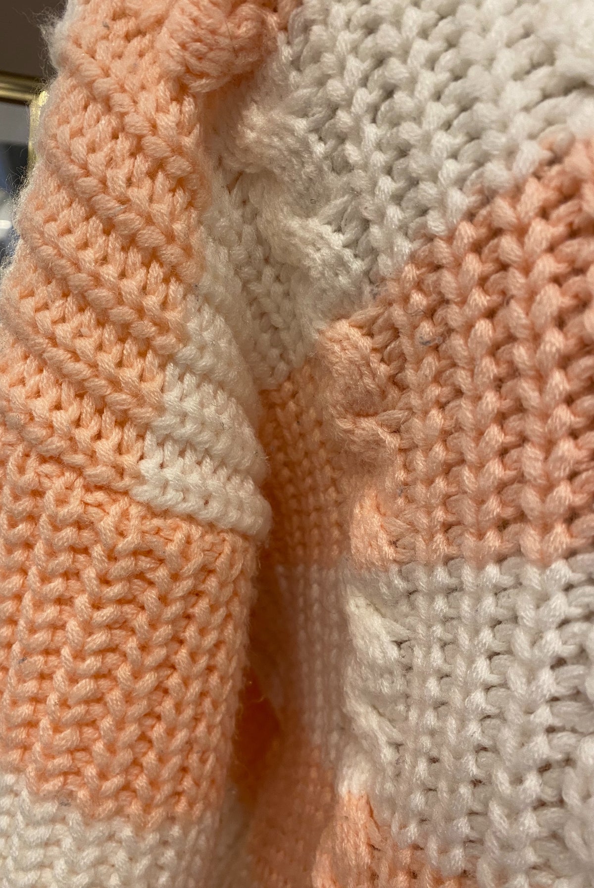 Chunky Peach & White Striped Sweater