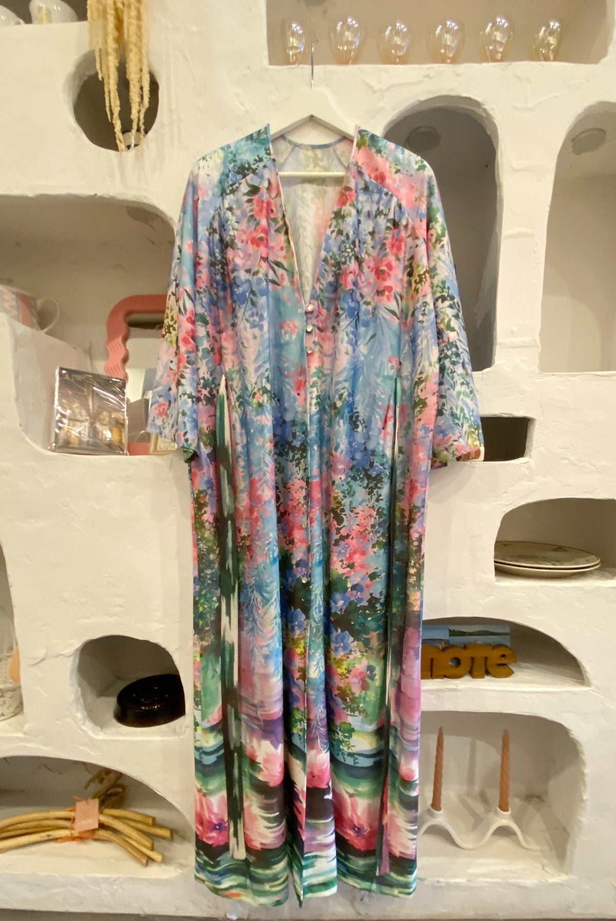 70s Floral Watercolour Hostess Dress