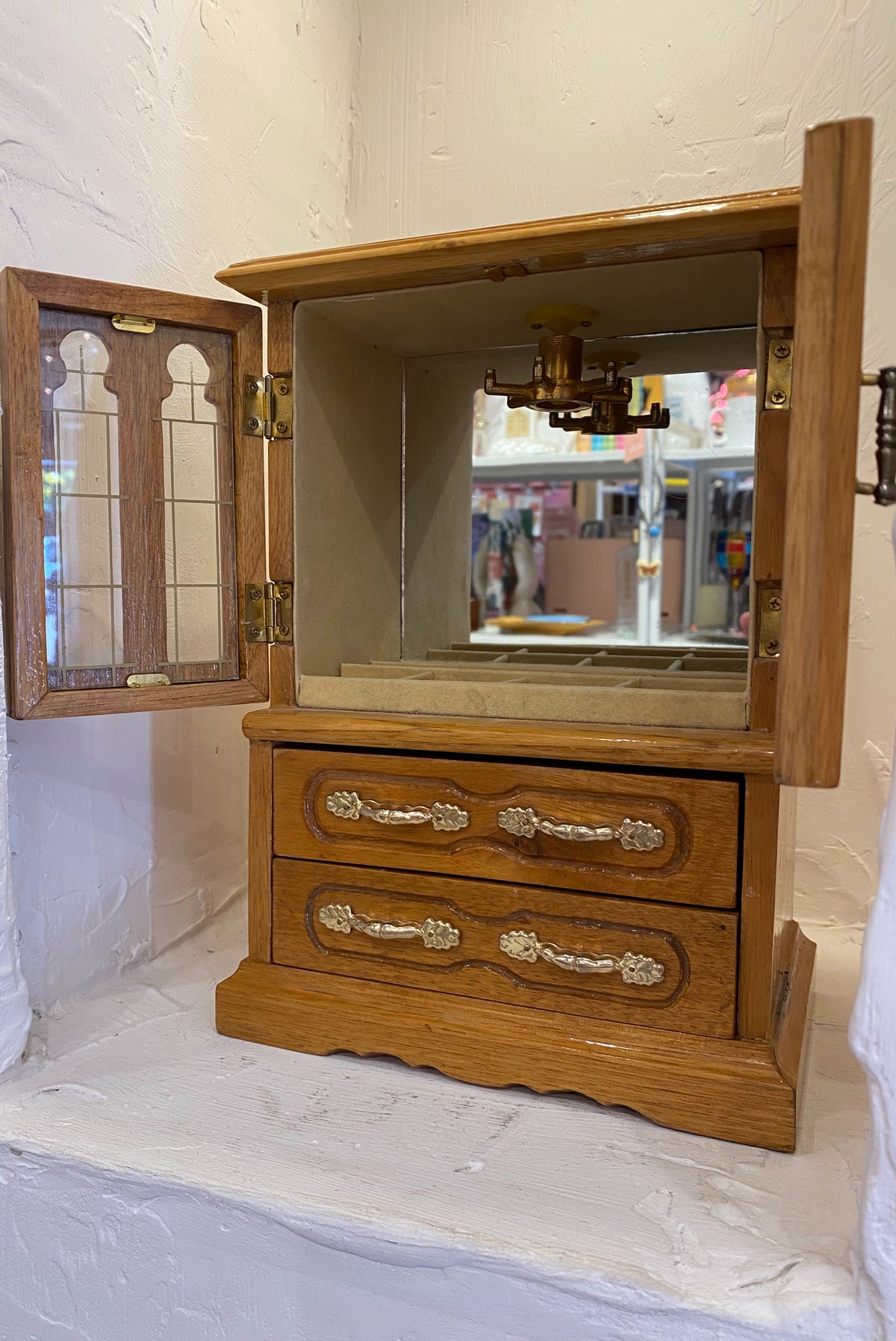 Wooden Tabletop Jewelry Cabinet