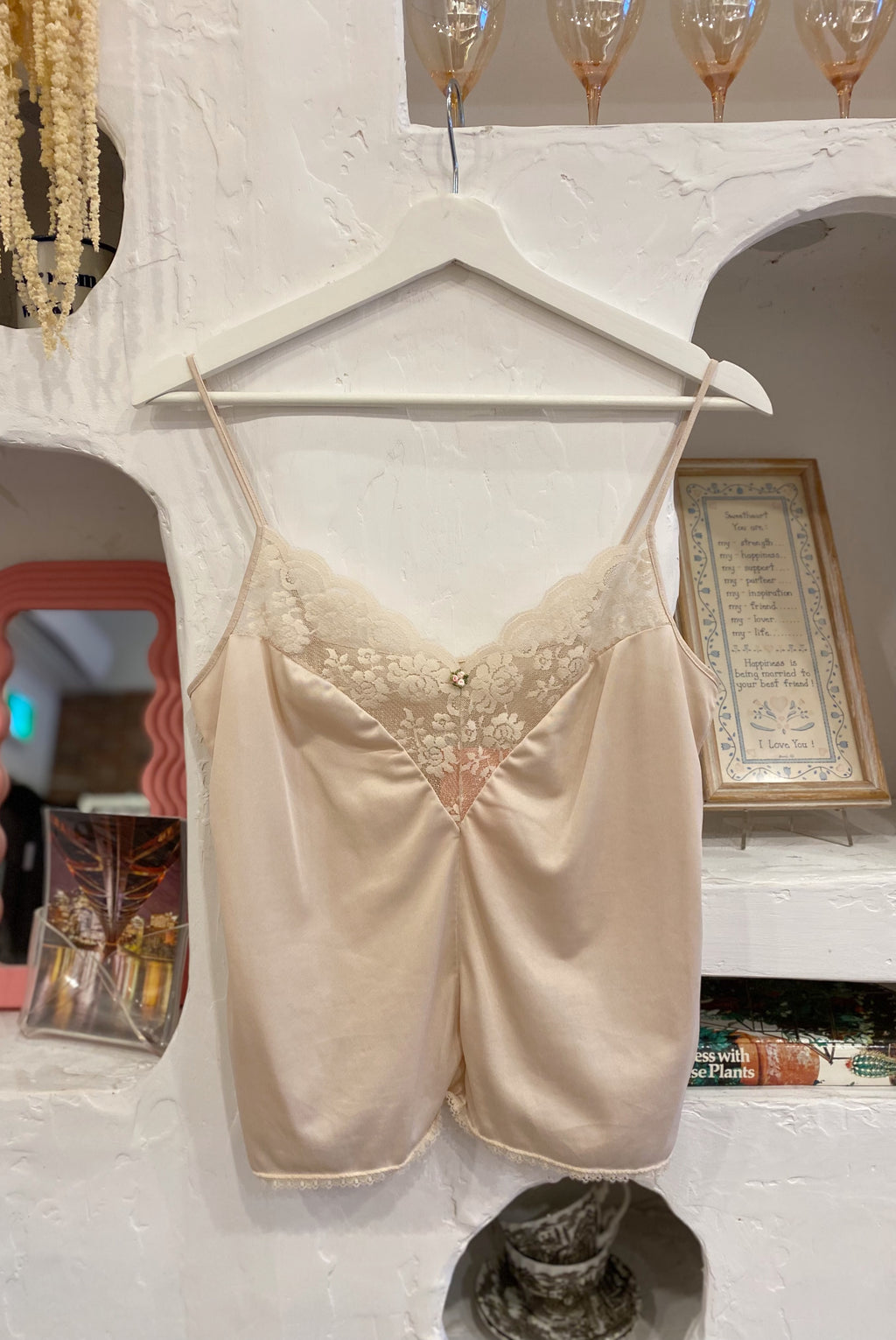 Beige Satin & Lace Camisole
