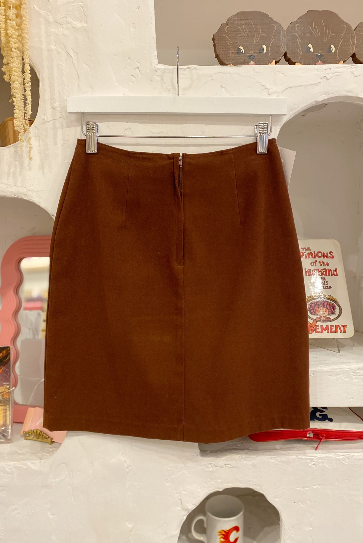 Vintage Chocolate Brown Pencil Skirt