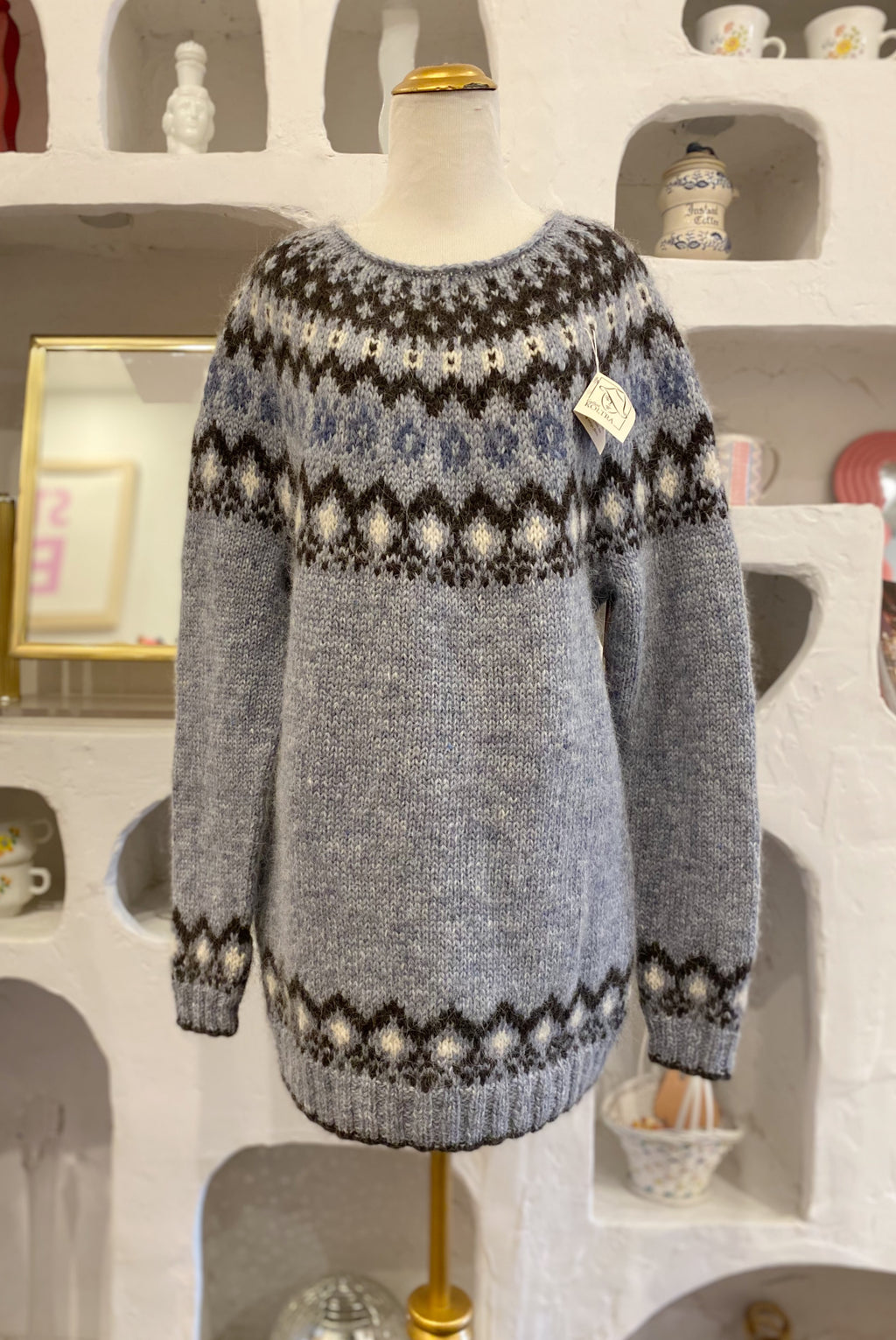 Blue Nordic Wool Pullover Sweater