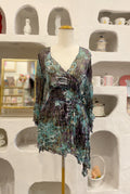 Asymmetrical Mesh Blouse with Ties