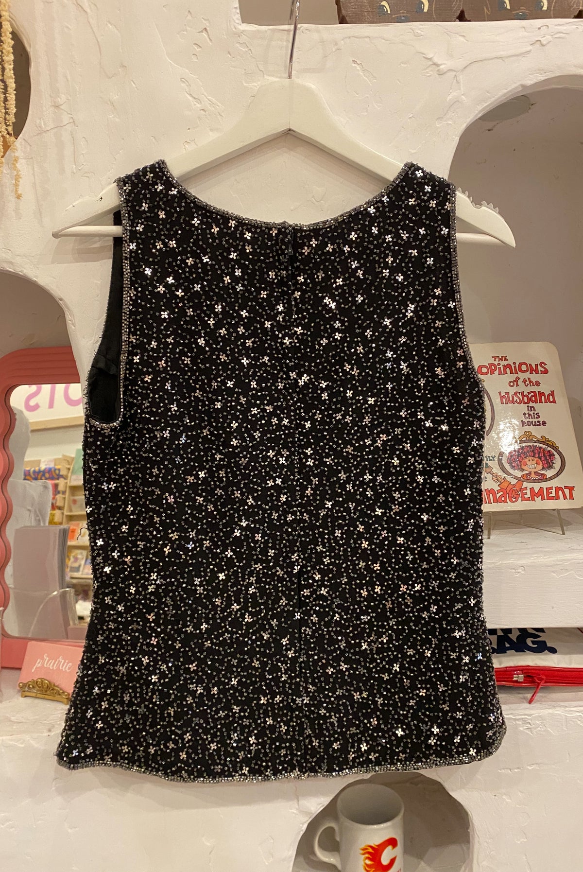 Black Sequin & Beaded Tank