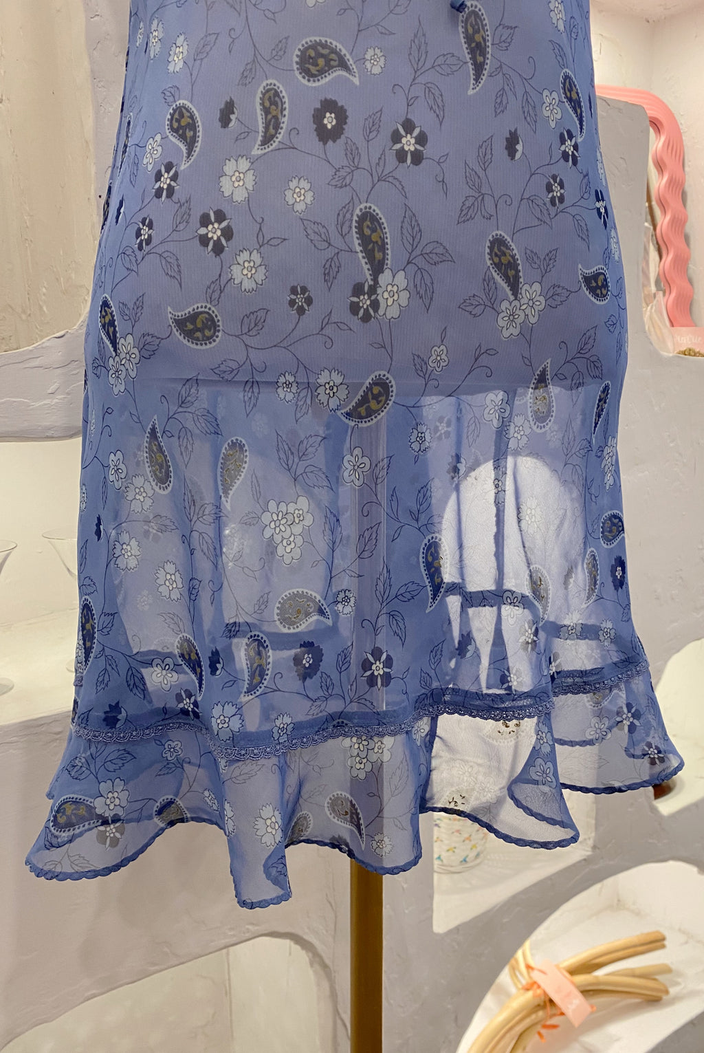Blue Sheer Paisley Lingerie Dress