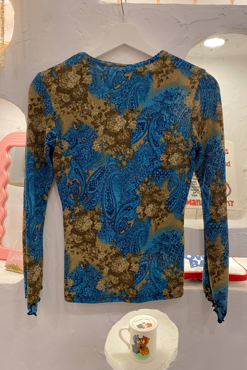 Y2K Floral & Paisley Glitter Top