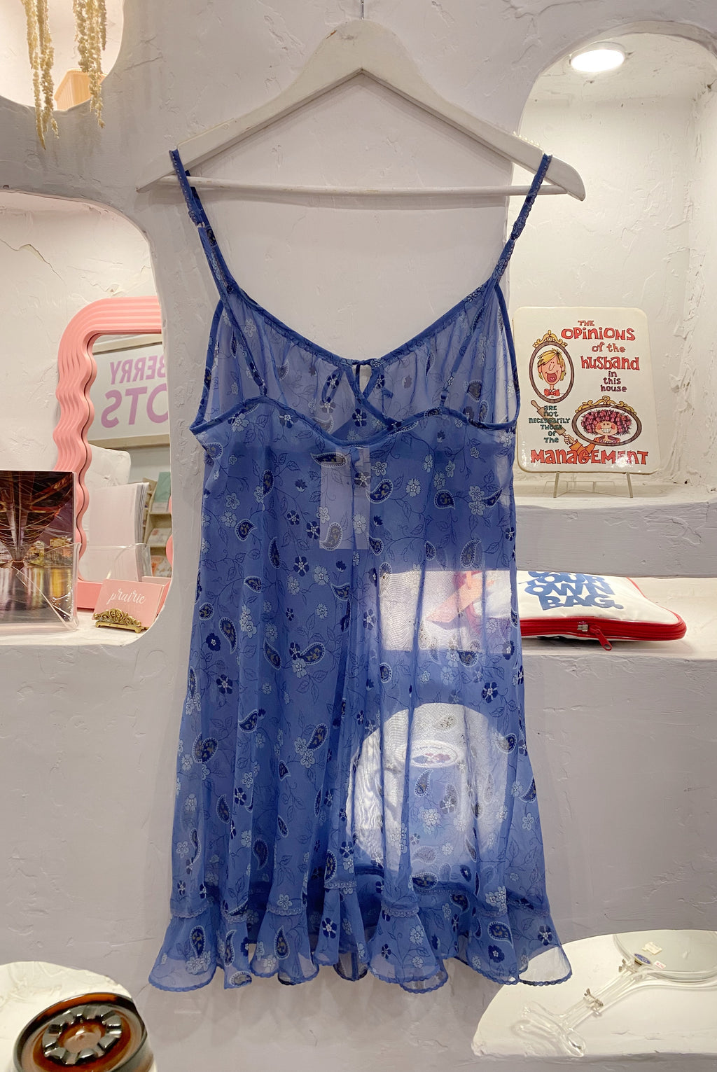 Blue Sheer Paisley Lingerie Dress