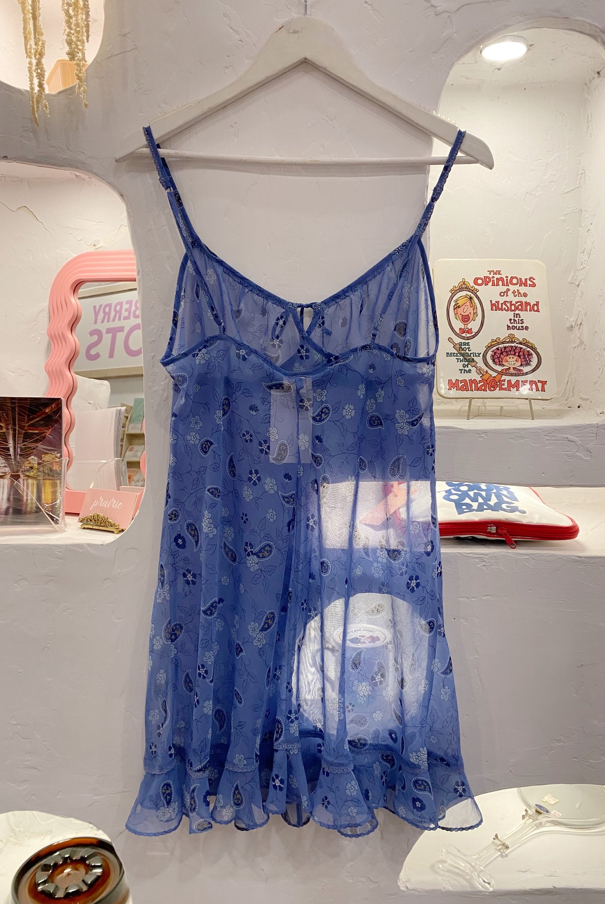 Blue Sheer Paisley Lingerie Dress