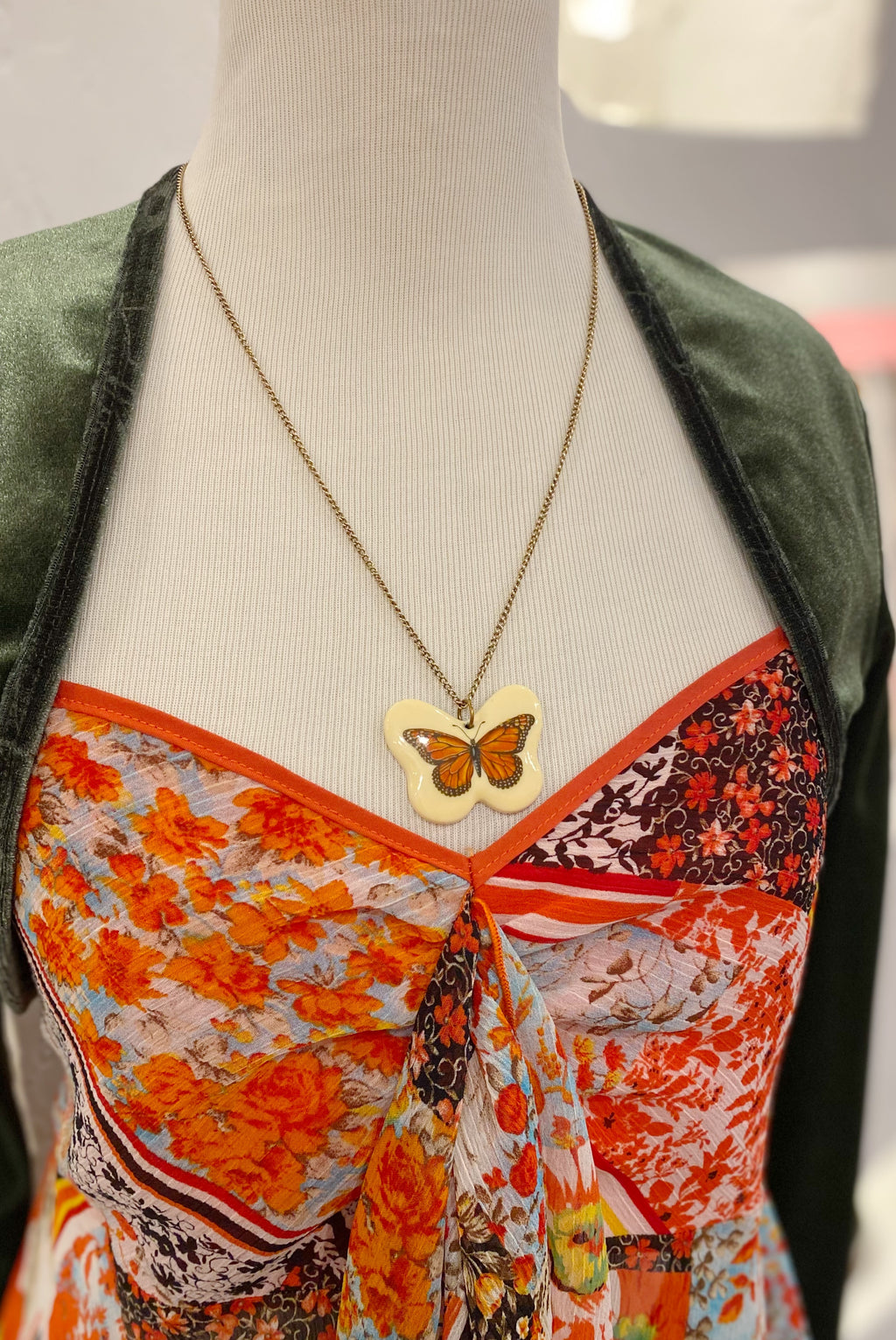 Vintage Limoges Butterfly Necklace