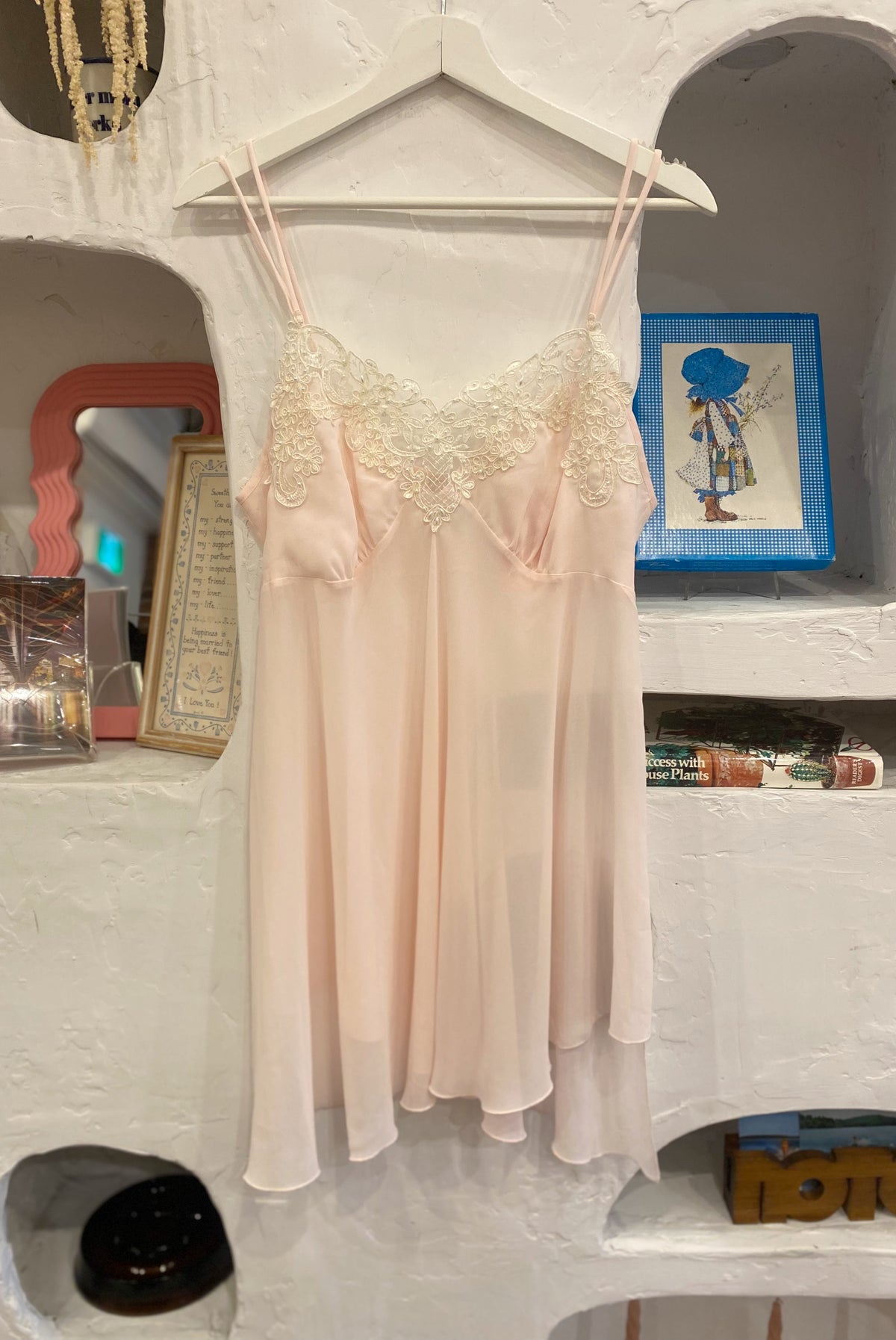 Embroidered Sheer Pink Slip Dress