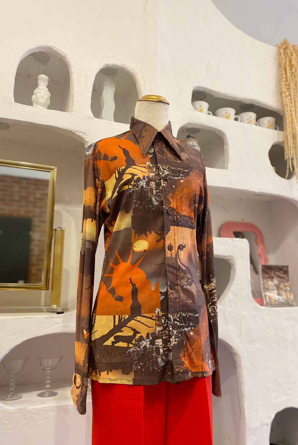 70s NYC Collage Button Up Shirt